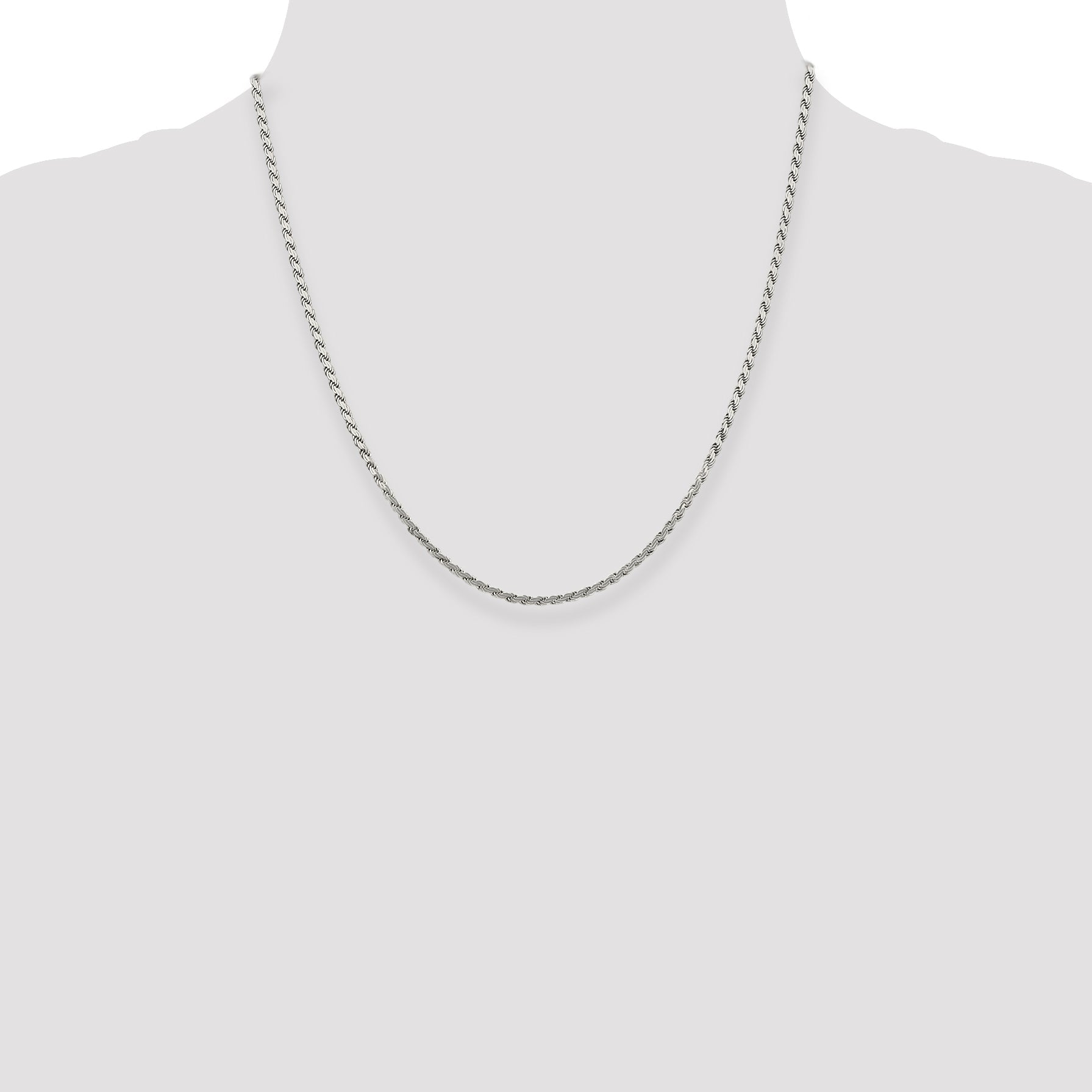 20 Inch Sterling Silver 2.25mm Flat Rope Chain Necklace