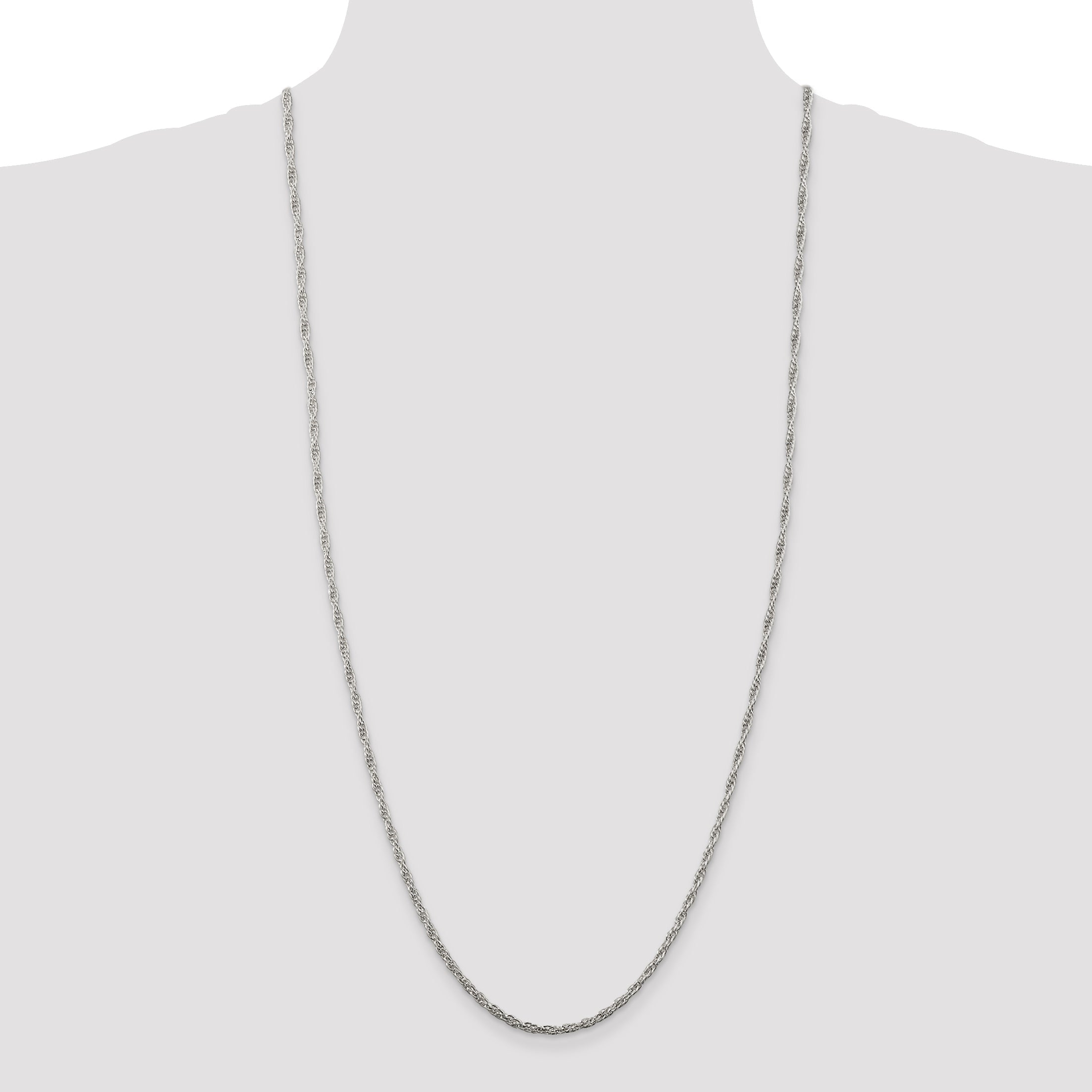 30 Inch Sterling Silver 2.5mm Loose Rope Chain Necklace