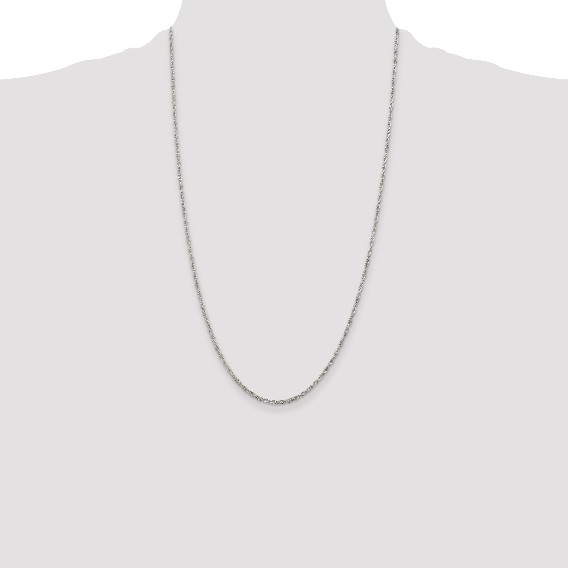 26 Inch Sterling Silver 1.95mm Loose Rope Chain Necklace