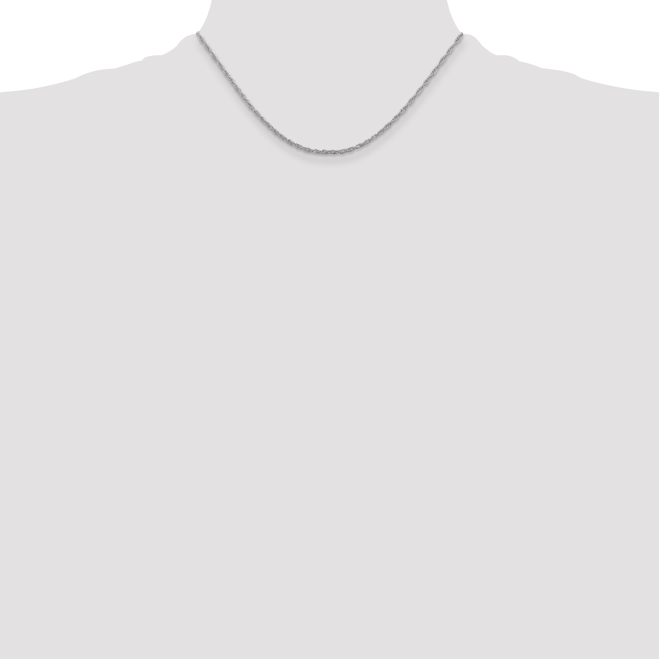 16 Inch Sterling Silver Rhodium-Plated 2mm Loose Rope Chain Necklace