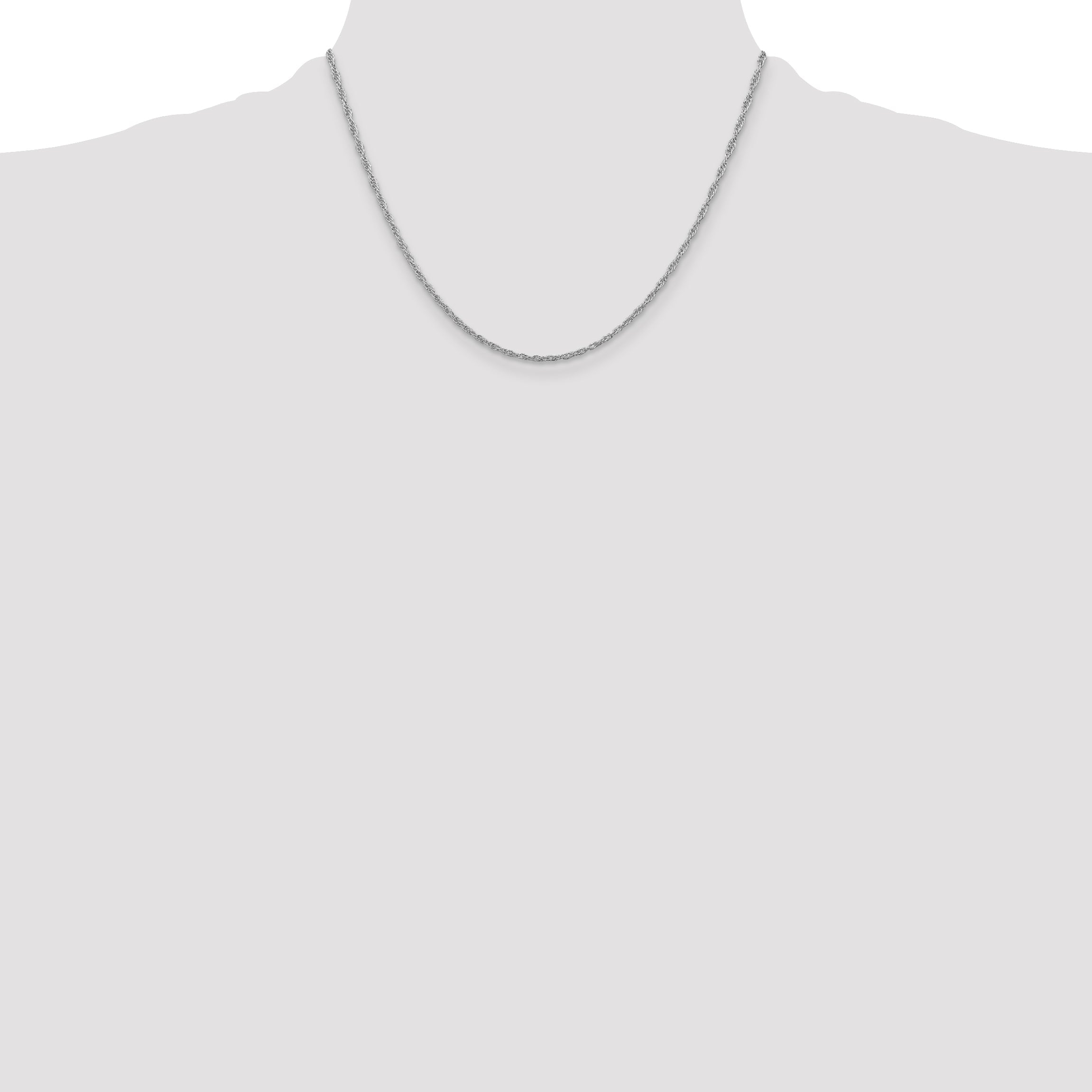 18 Inch Sterling Silver Rhodium-Plated 2mm Loose Rope Chain Necklace