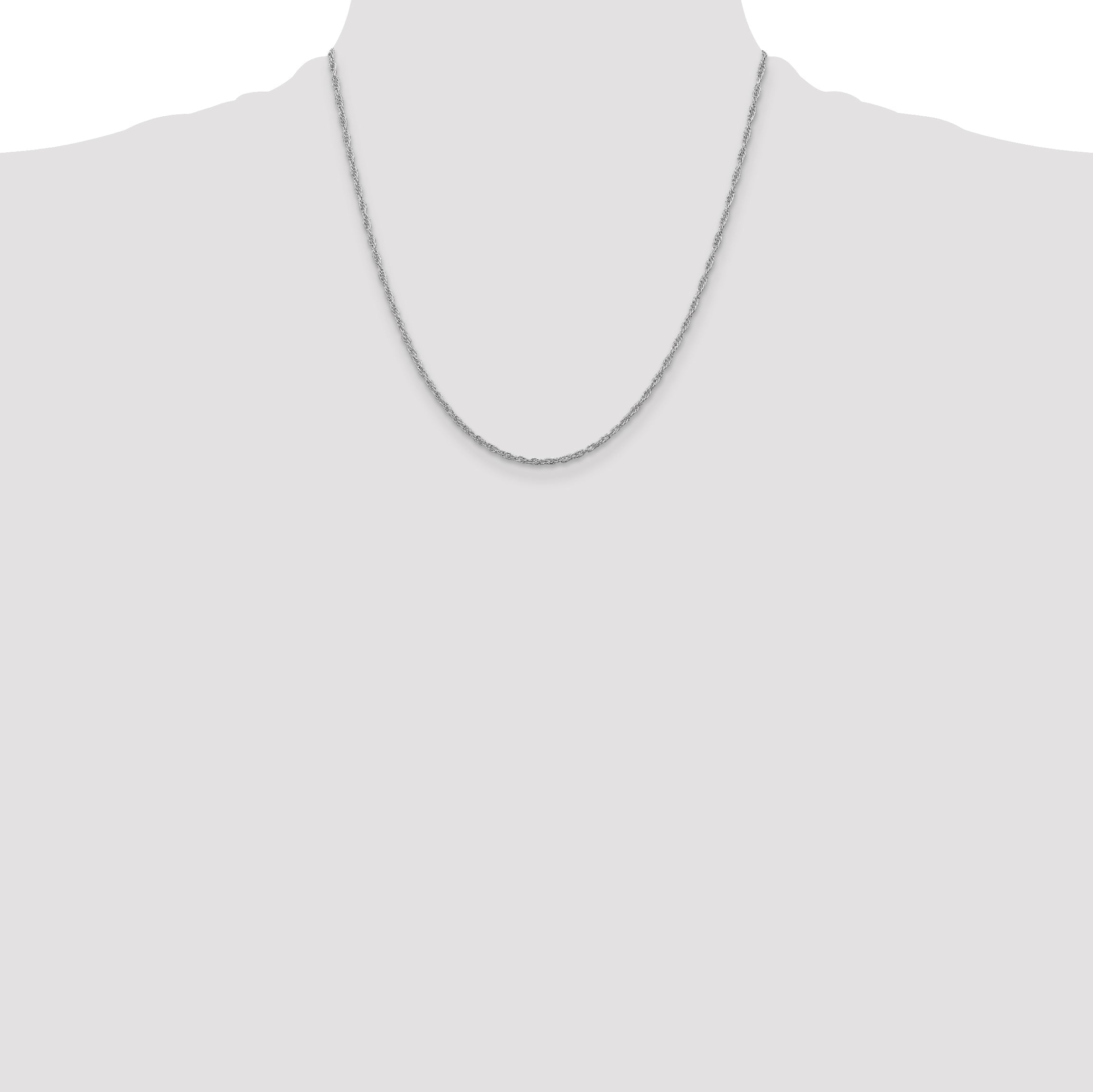 20 Inch Sterling Silver Rhodium-Plated 2mm Loose Rope Chain Necklace