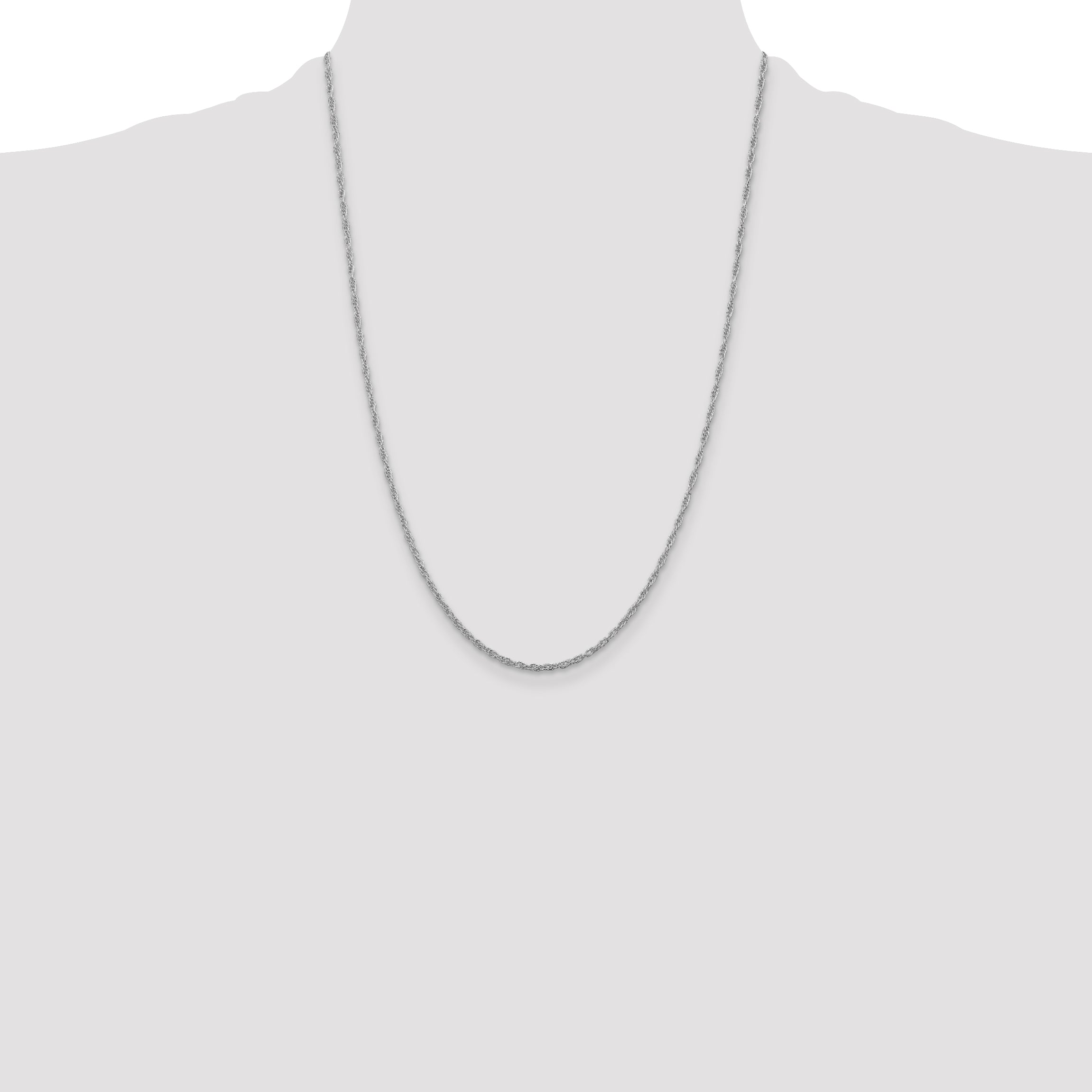 24 Inch Sterling Silver Rhodium-Plated 2mm Loose Rope Chain Necklace