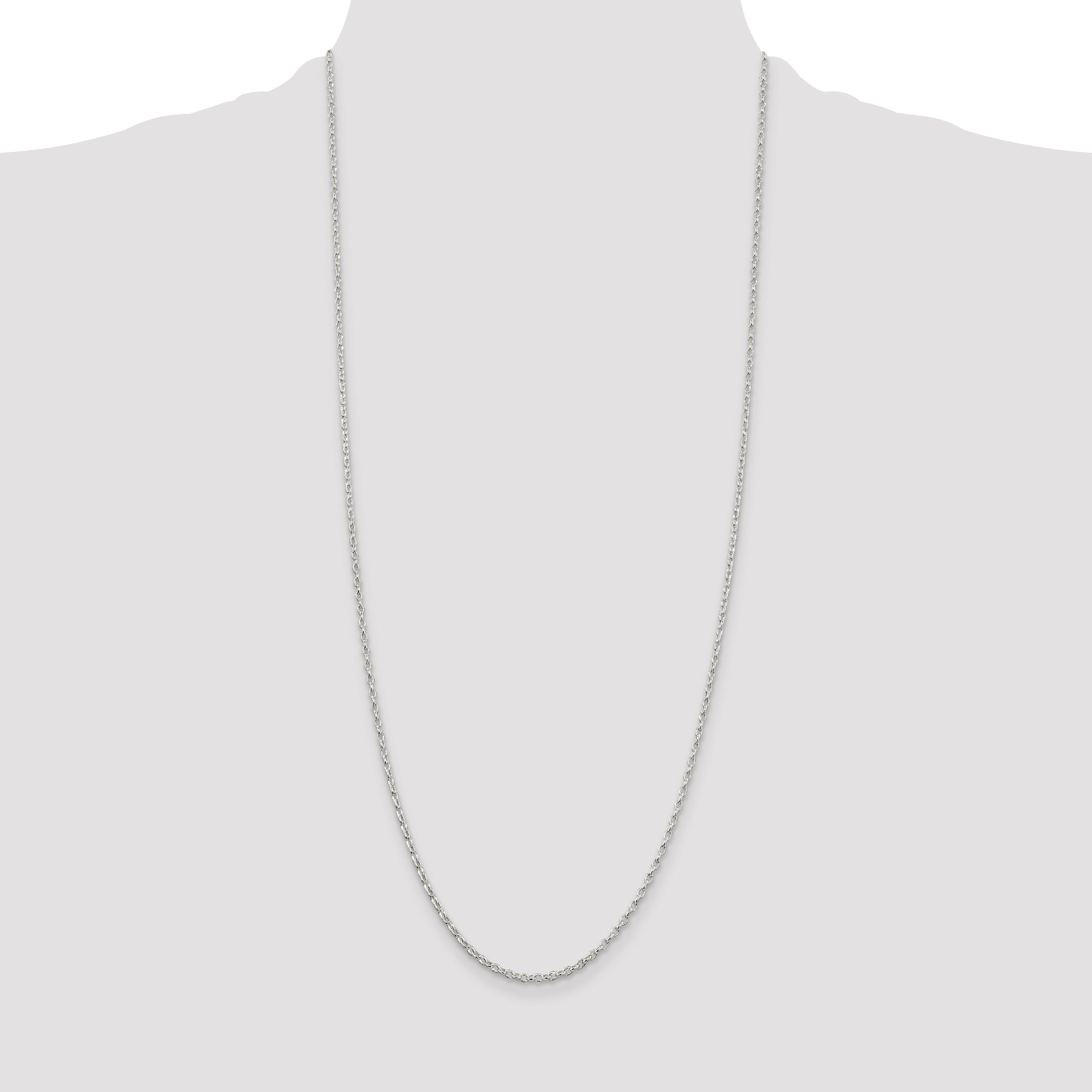 30 Inch Sterling Silver 1.6mm Oval Fancy Rolo Chain Necklace
