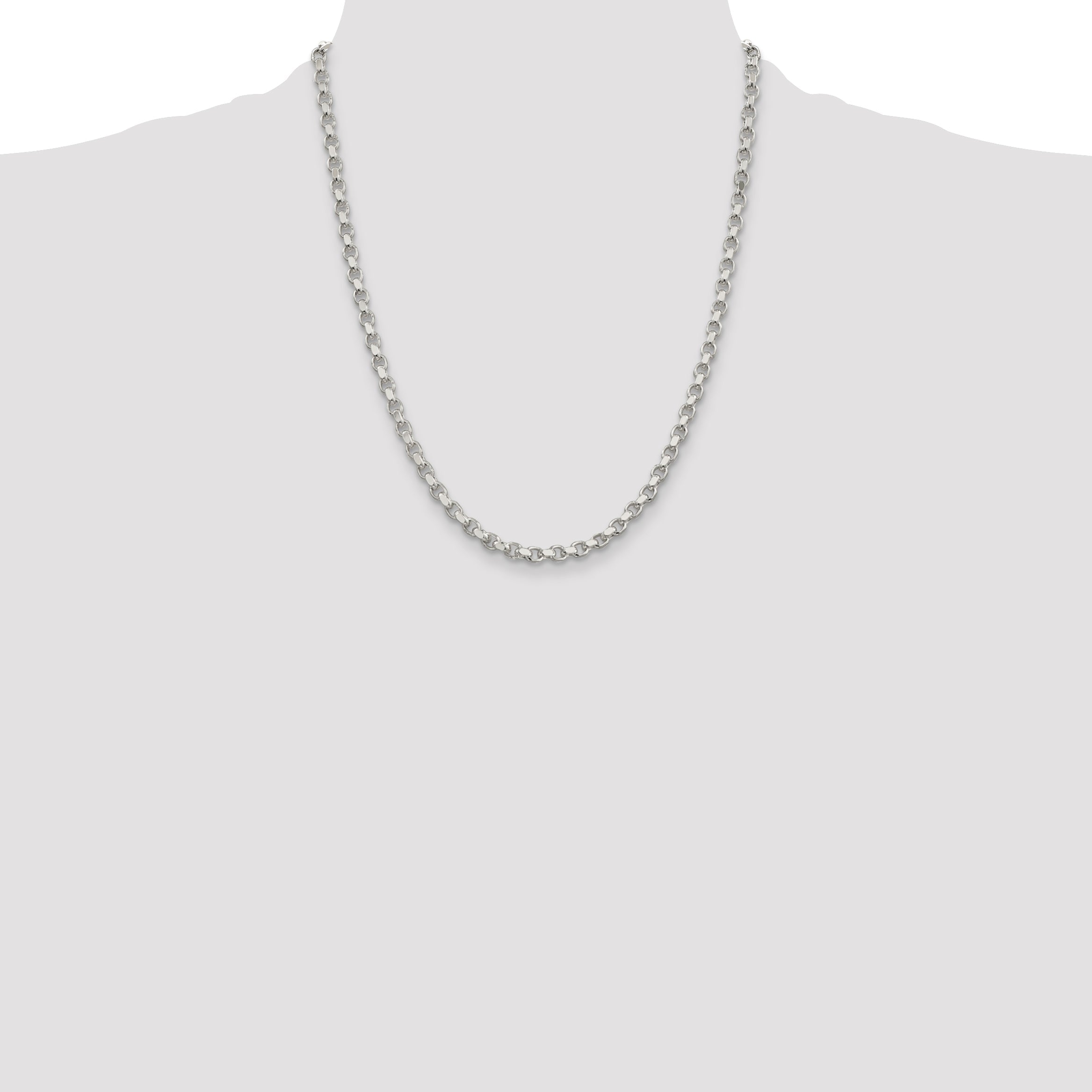 22 Inch Sterling Silver 4mm Diamond-Cut Rolo Chain Necklace