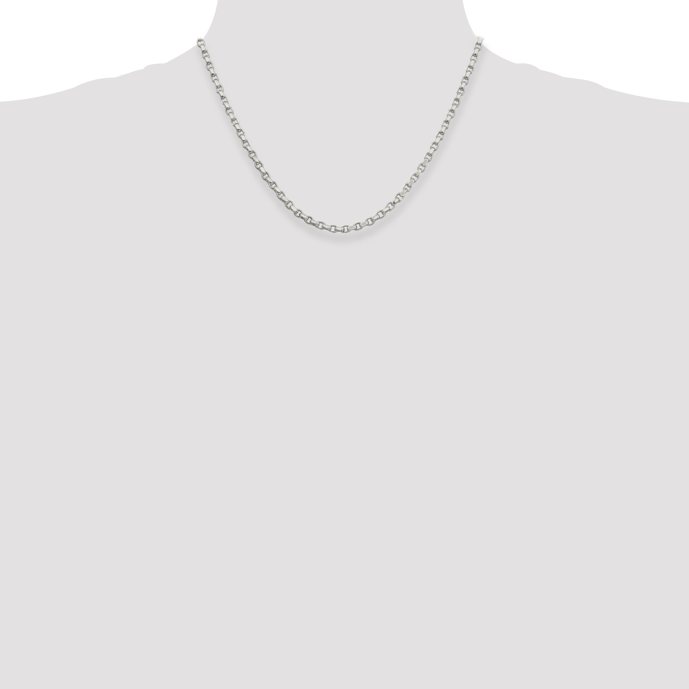 18 Inch Sterling Silver 3.5mm Diamond-Cut Rolo Chain Necklace