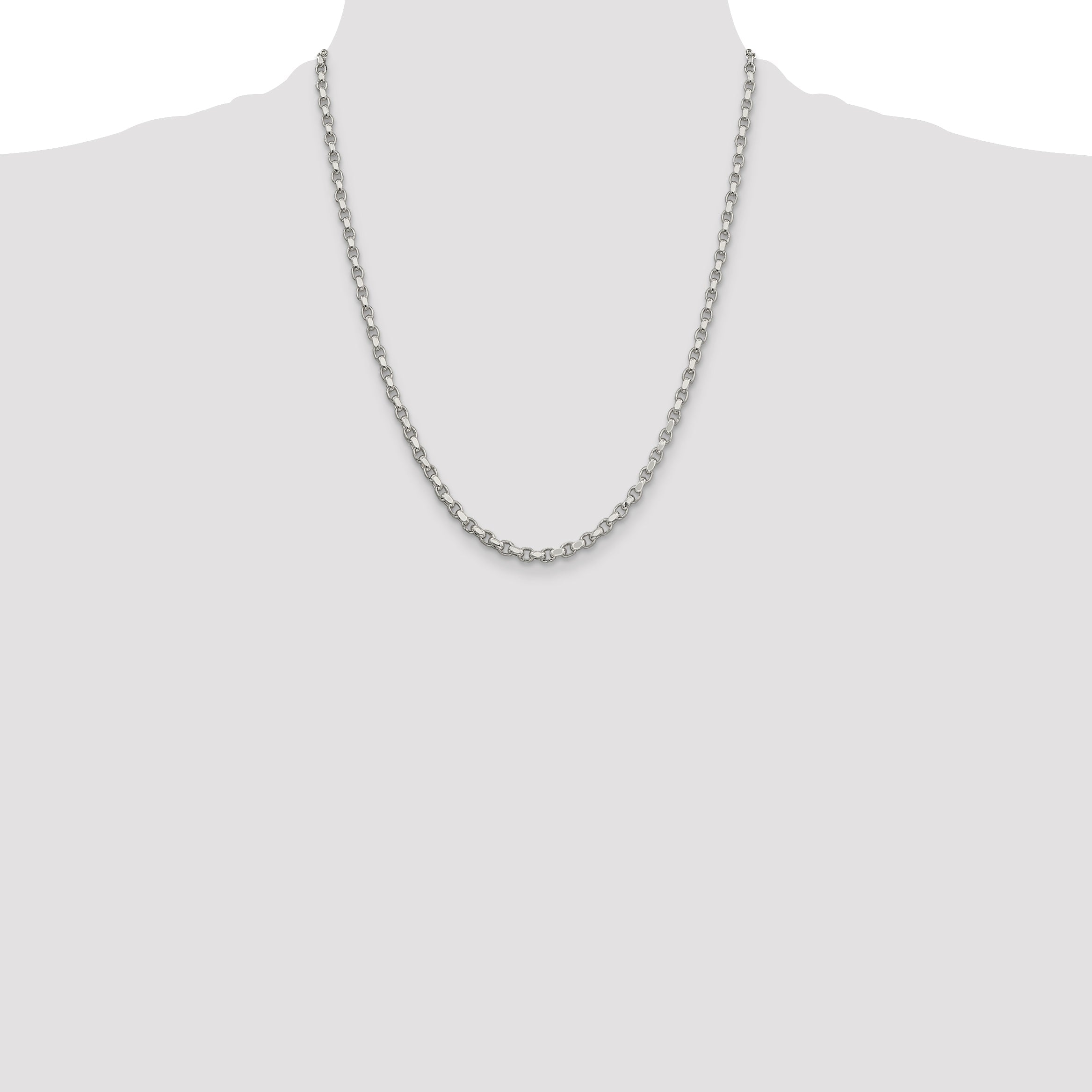 22 Inch Sterling Silver 3.5mm Diamond-Cut Rolo Chain Necklace