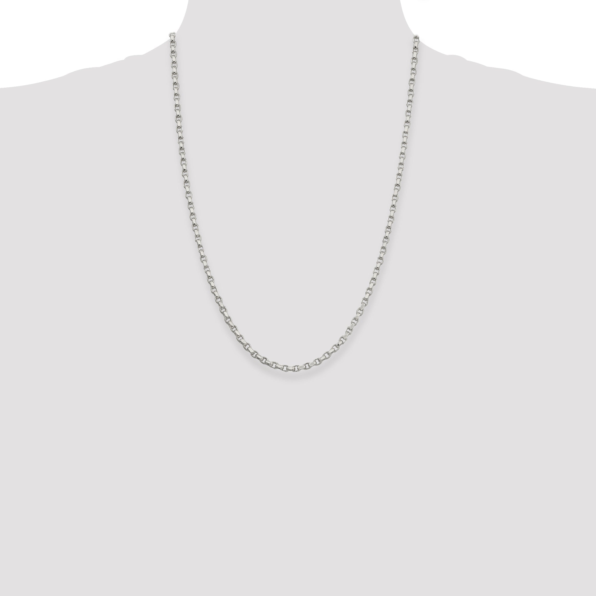 24 Inch Sterling Silver 3.5mm Diamond-Cut Rolo Chain Necklace