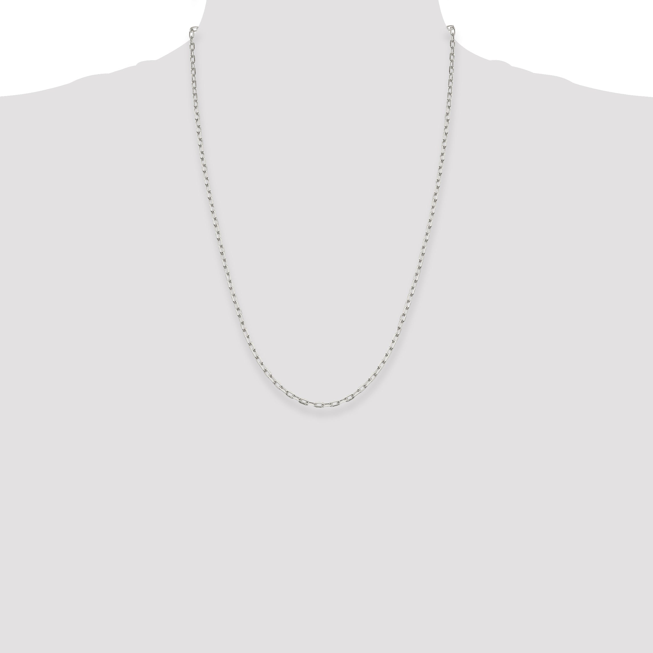24 Inch Sterling Silver 2.75mm Elongated Open Link Chain Necklace