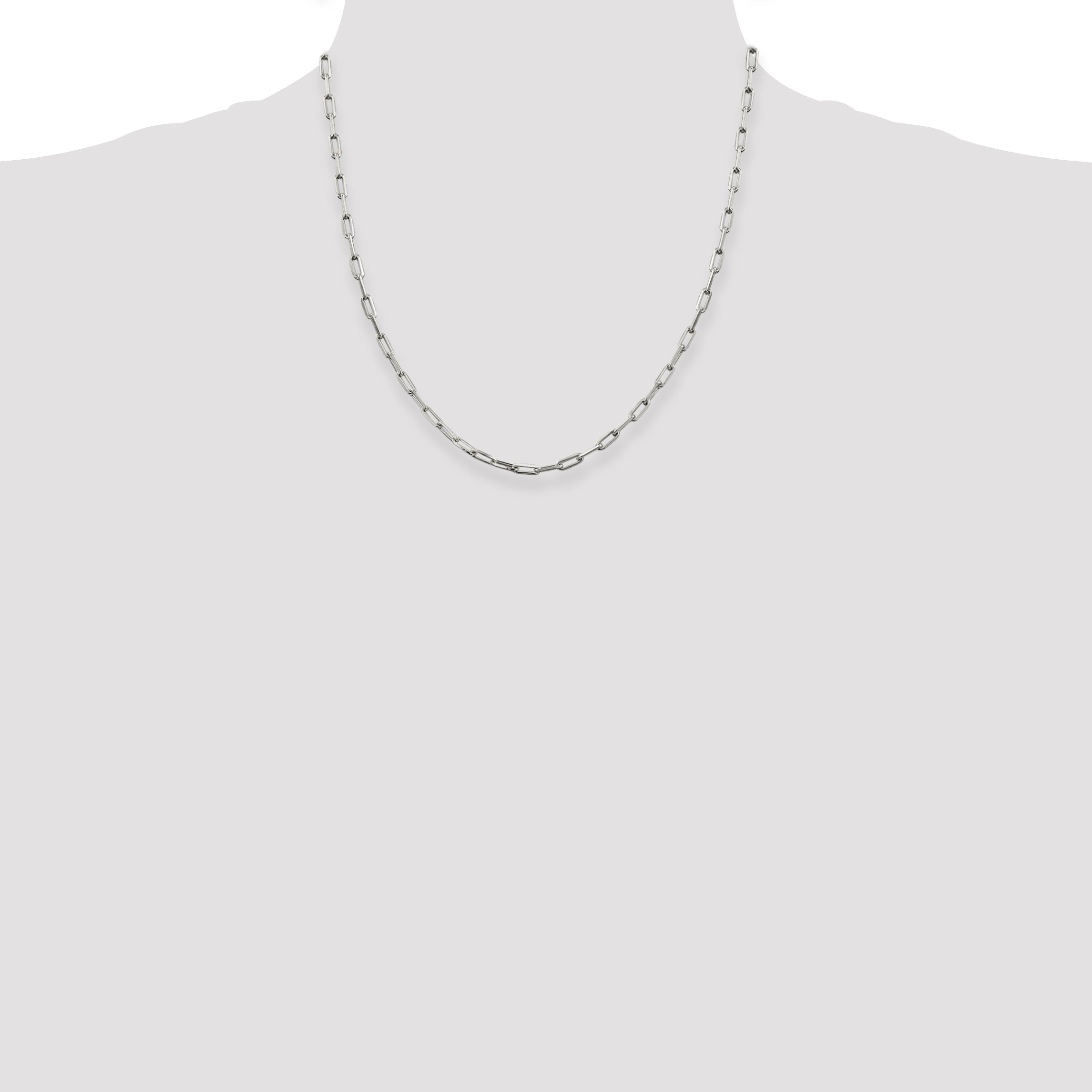 20 Inch Sterling Silver 3.25mm Elongated Open Link Chain Necklace