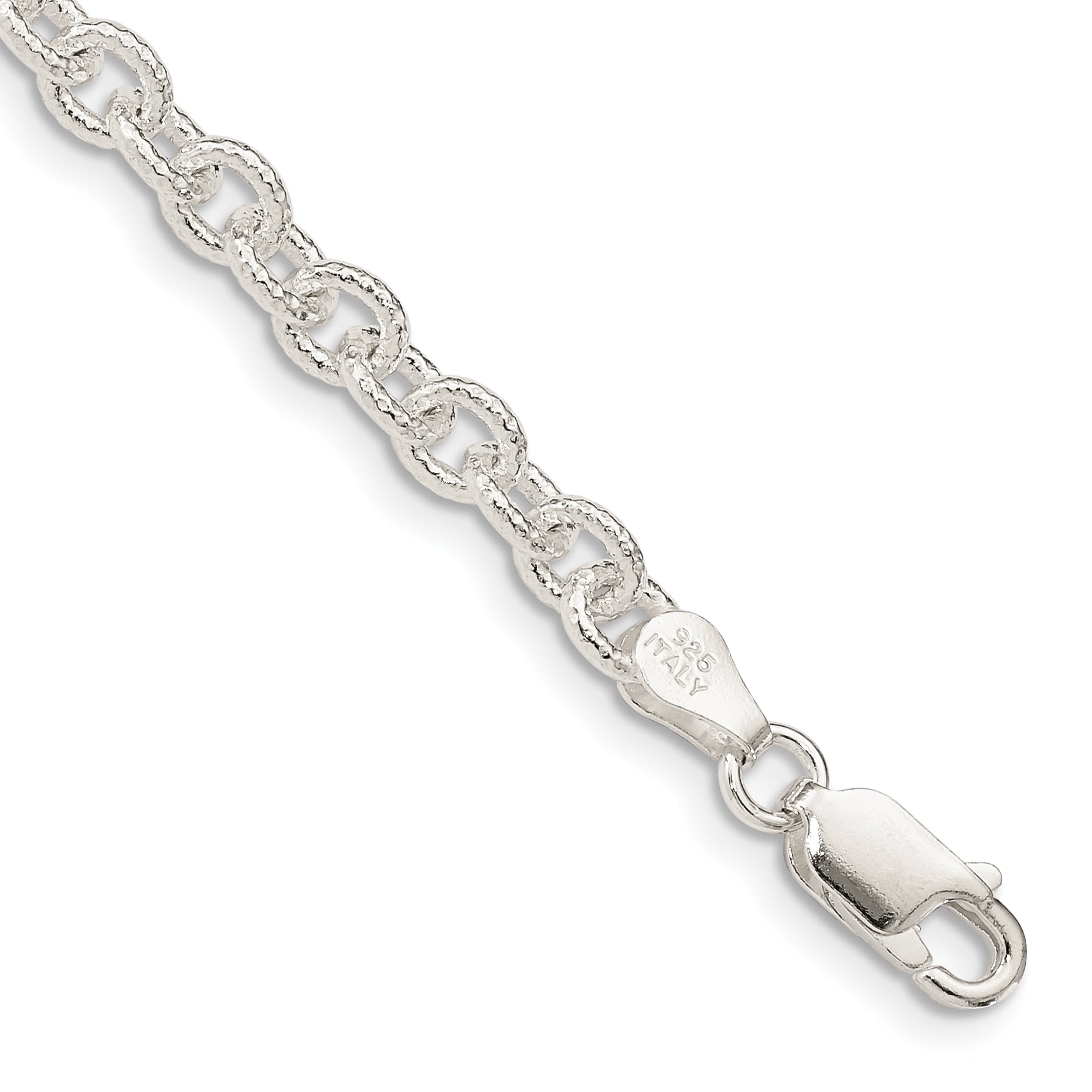 7 Inch Sterling Silver 4.55mm Fancy Patterned Rolo Chain Bracelet