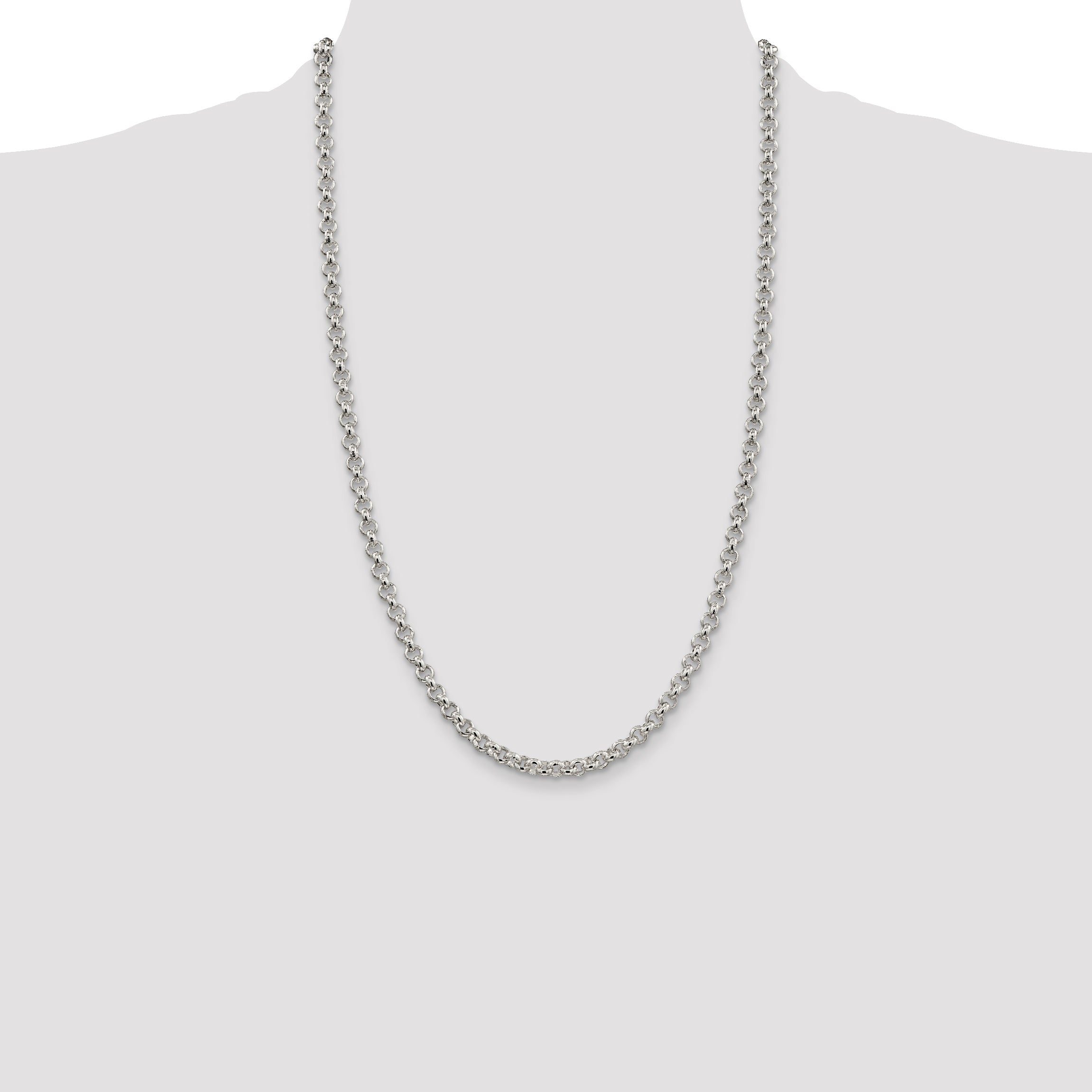 26 Inch Sterling Silver 5mm Rolo Chain Necklace