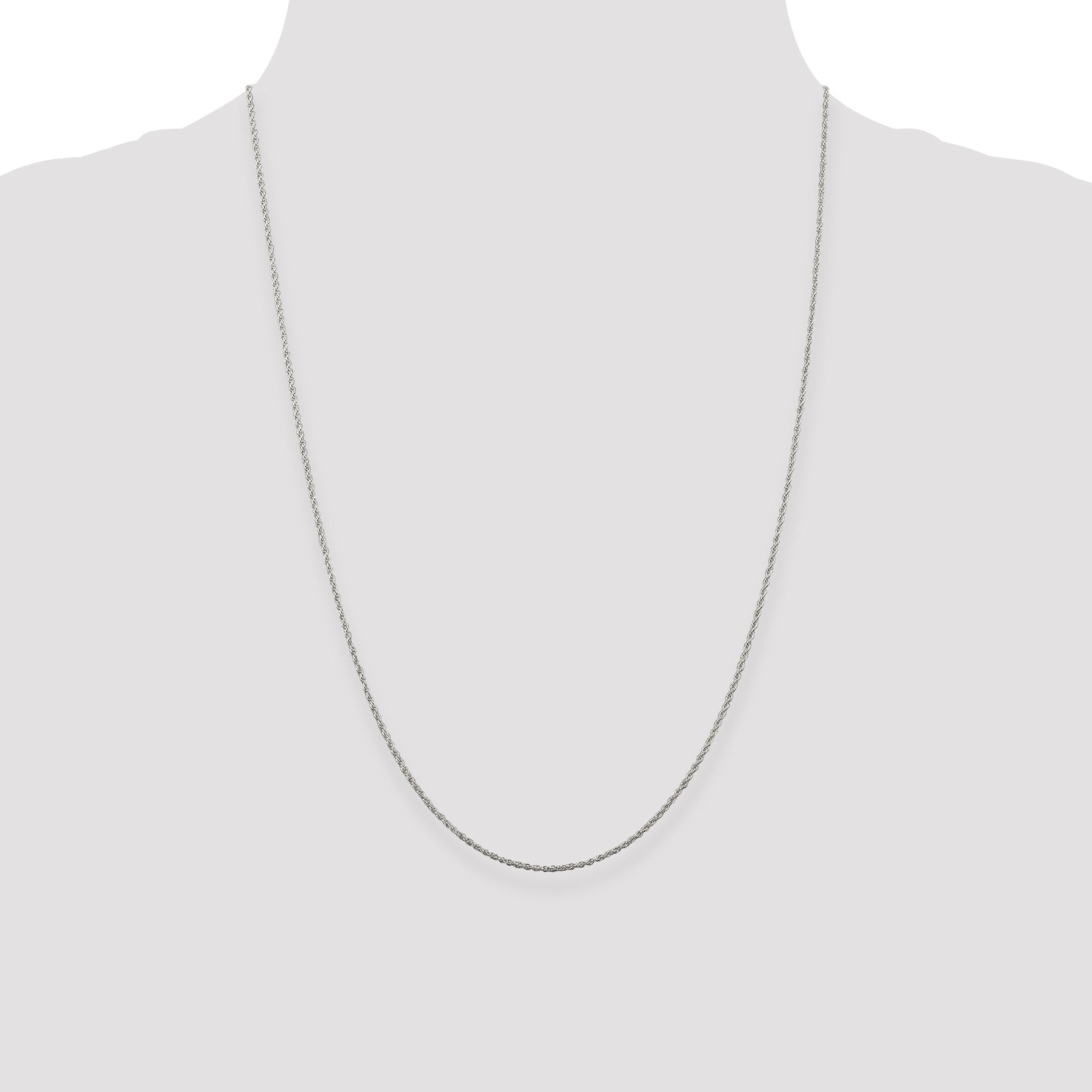 24 Inch Sterling Silver Rhodium-Plated 1.3mm Loose Rope Chain Necklace