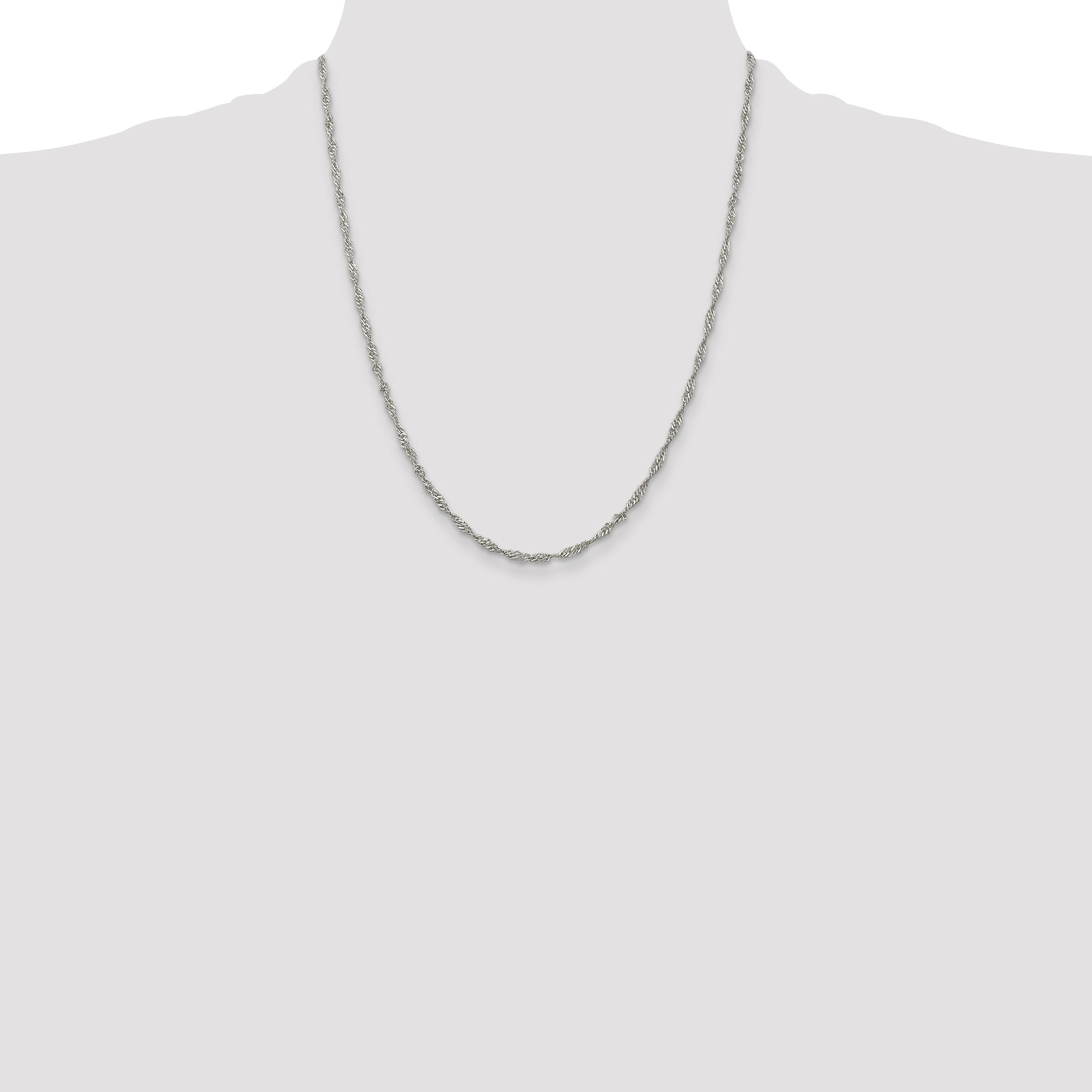 22 Inch Sterling Silver 2.25mm Singapore Chain Necklace