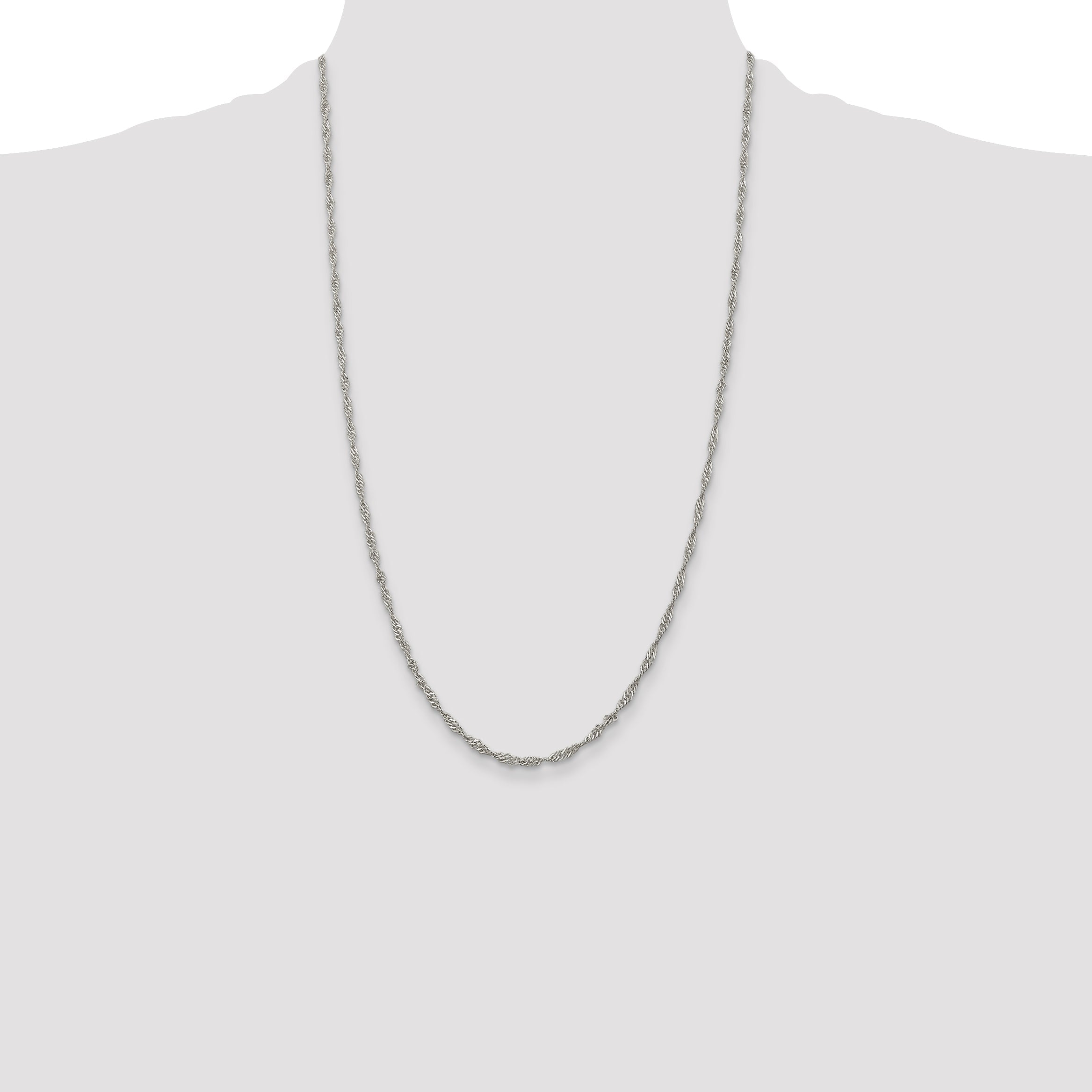 26 Inch Sterling Silver 2.25mm Singapore Chain Necklace