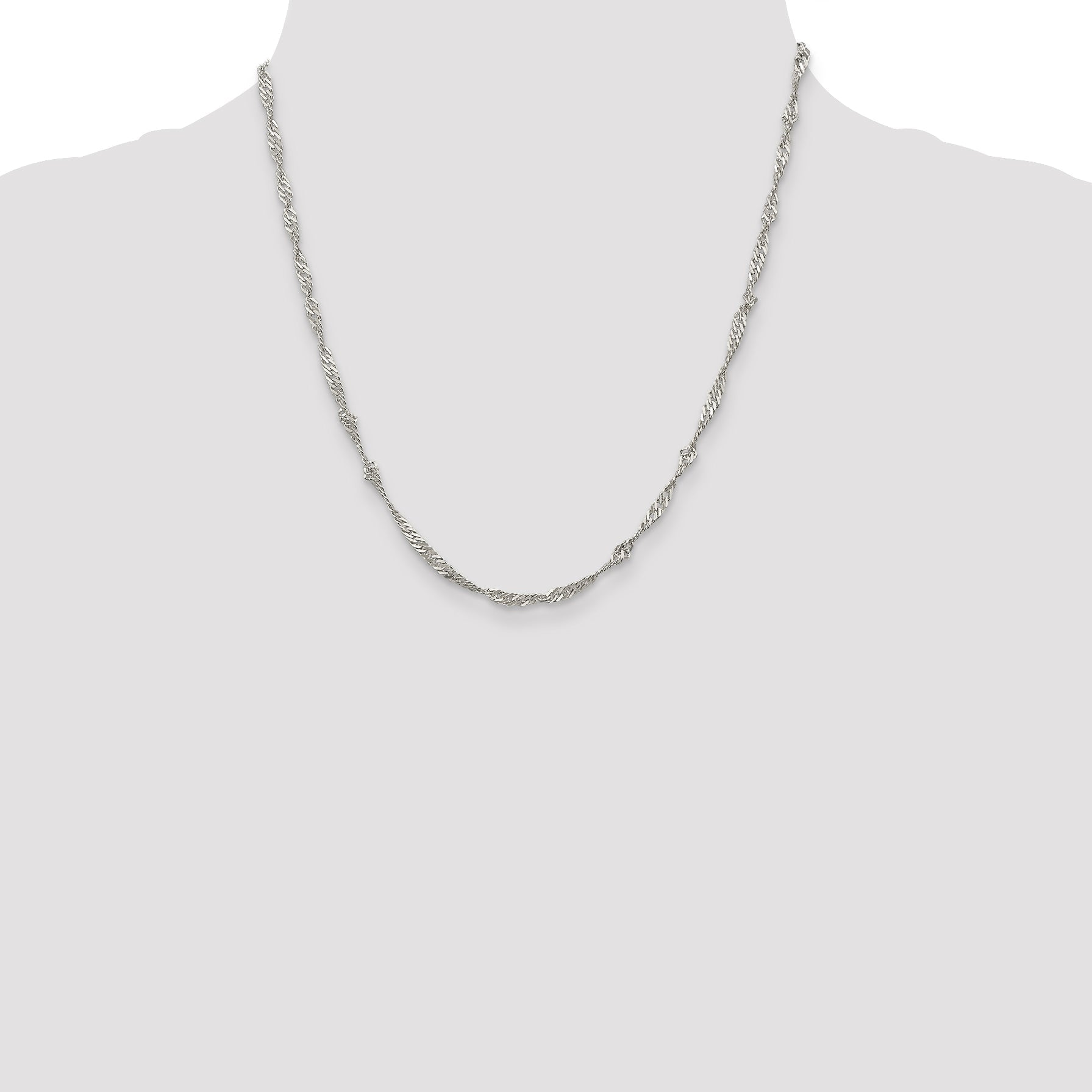 20 Inch Sterling Silver 3mm Singapore Chain Necklace