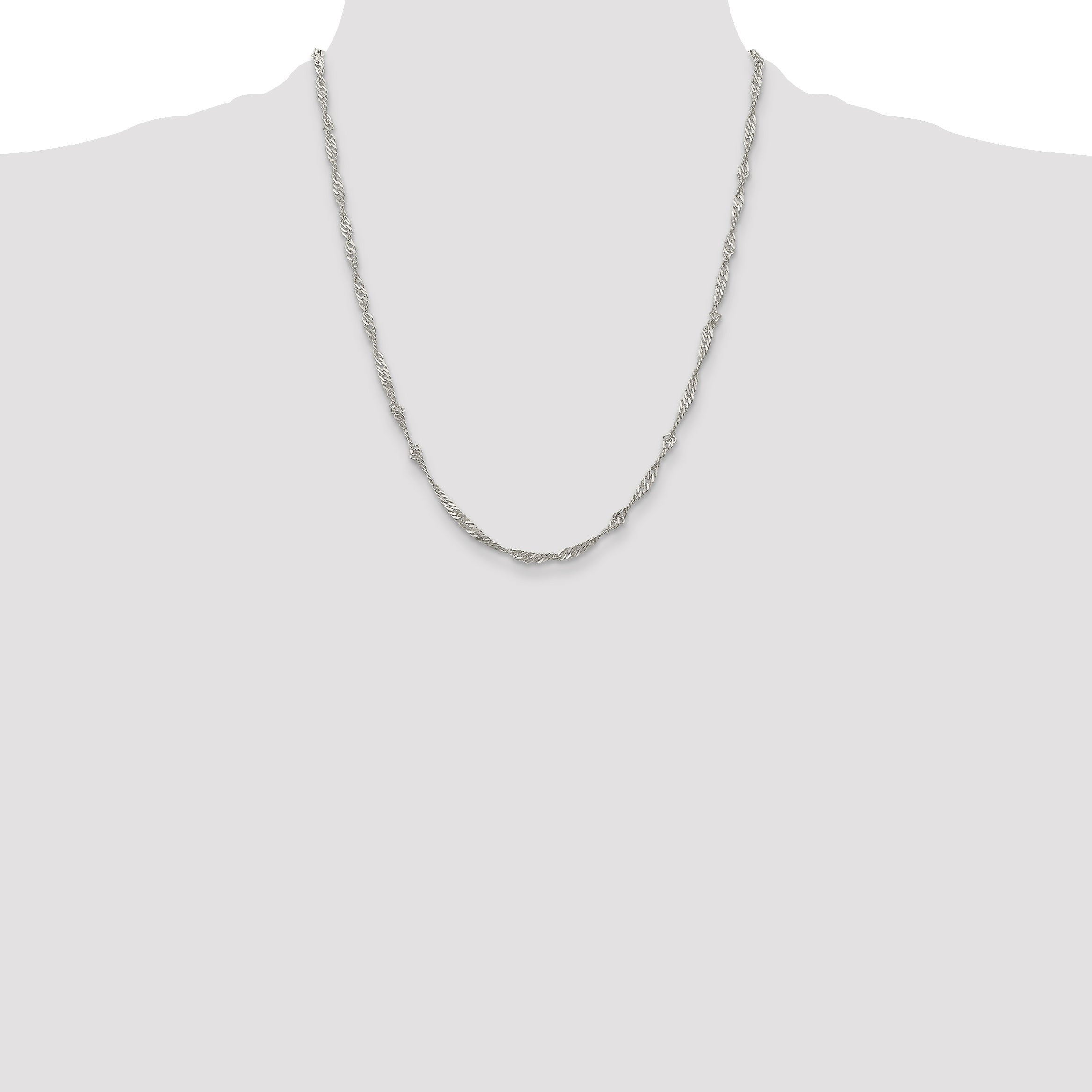 22 Inch Sterling Silver 3mm Singapore Chain Necklace