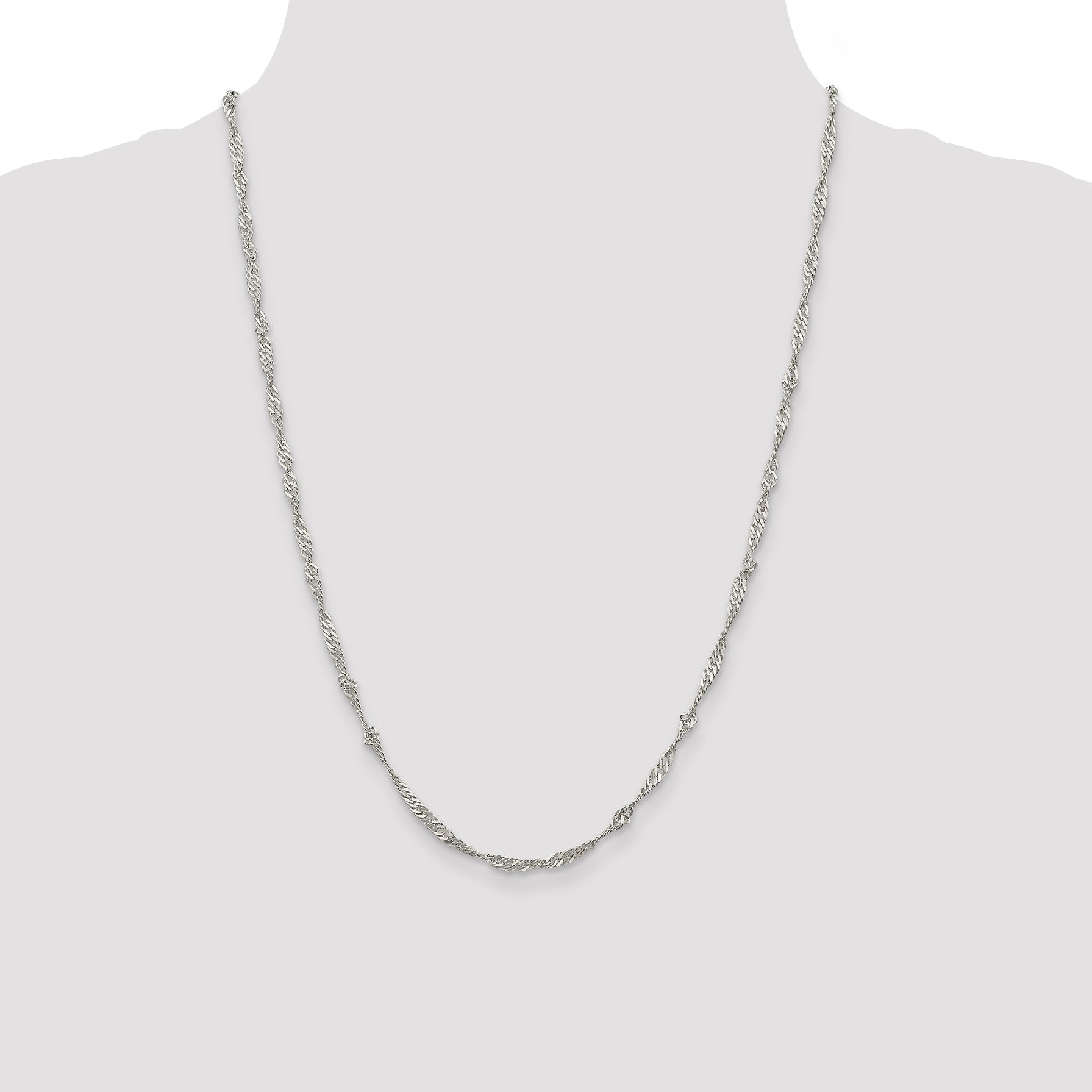 24 Inch Sterling Silver 3mm Singapore Chain Necklace
