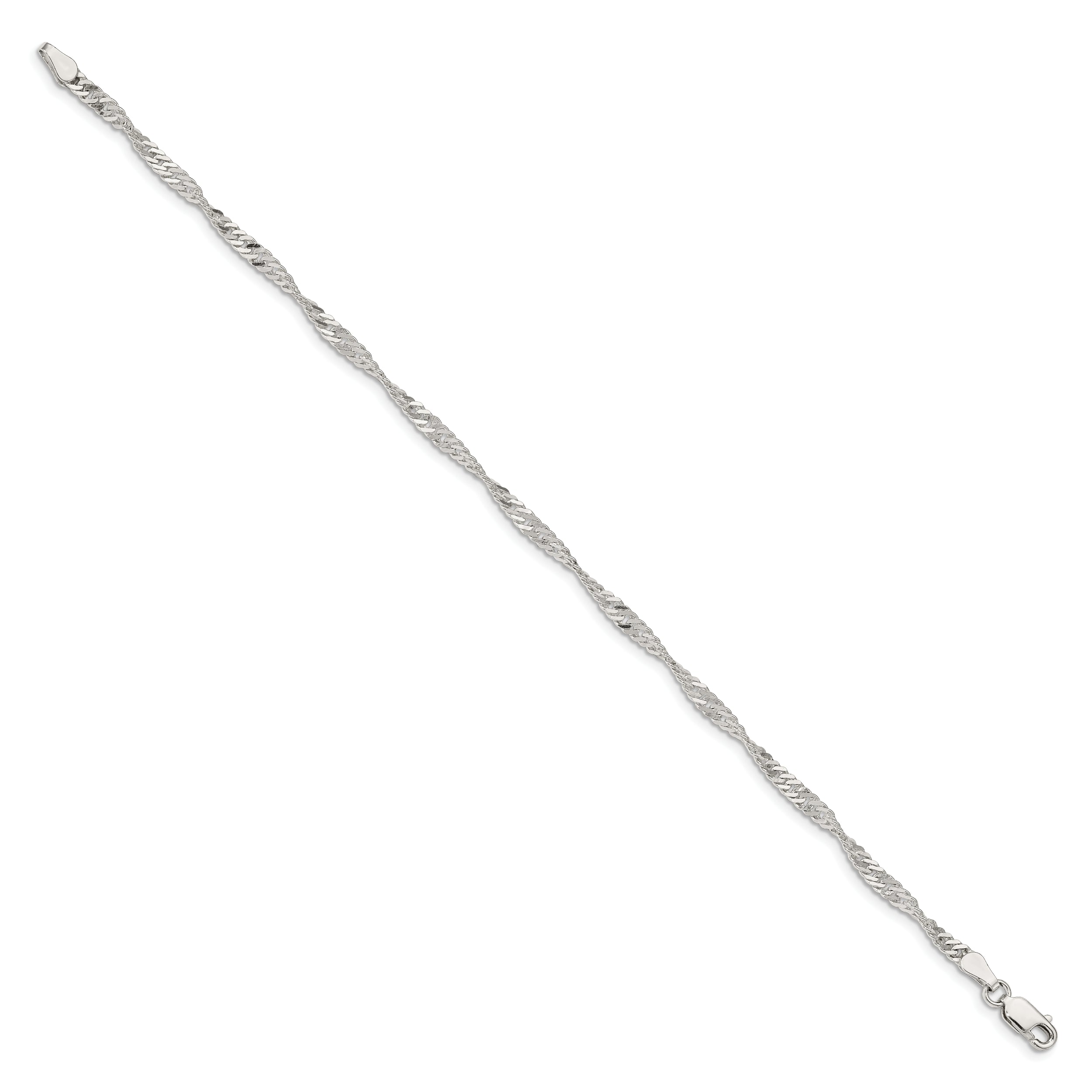 8 Inch Sterling Silver 3mm Singapore Chain Bracelet