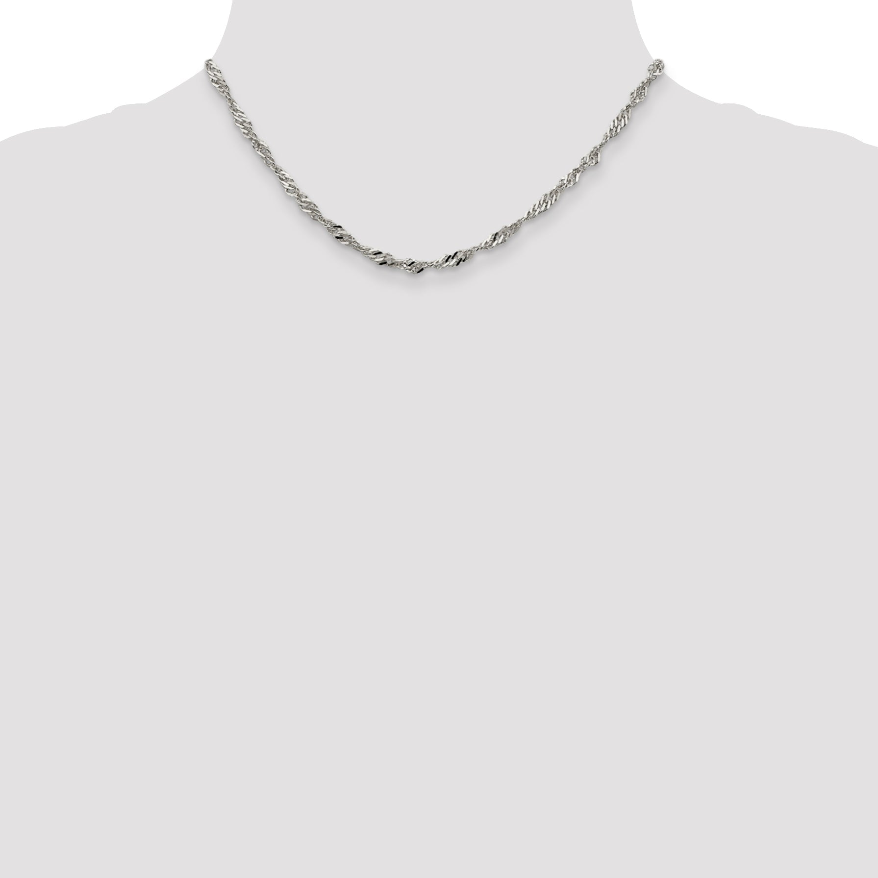 16 Inch Sterling Silver 3.5mm Singapore Chain Necklace