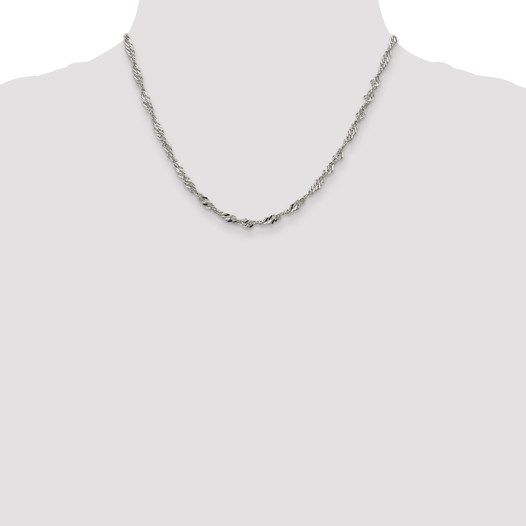 18 Inch Sterling Silver 3.5mm Singapore Chain Necklace