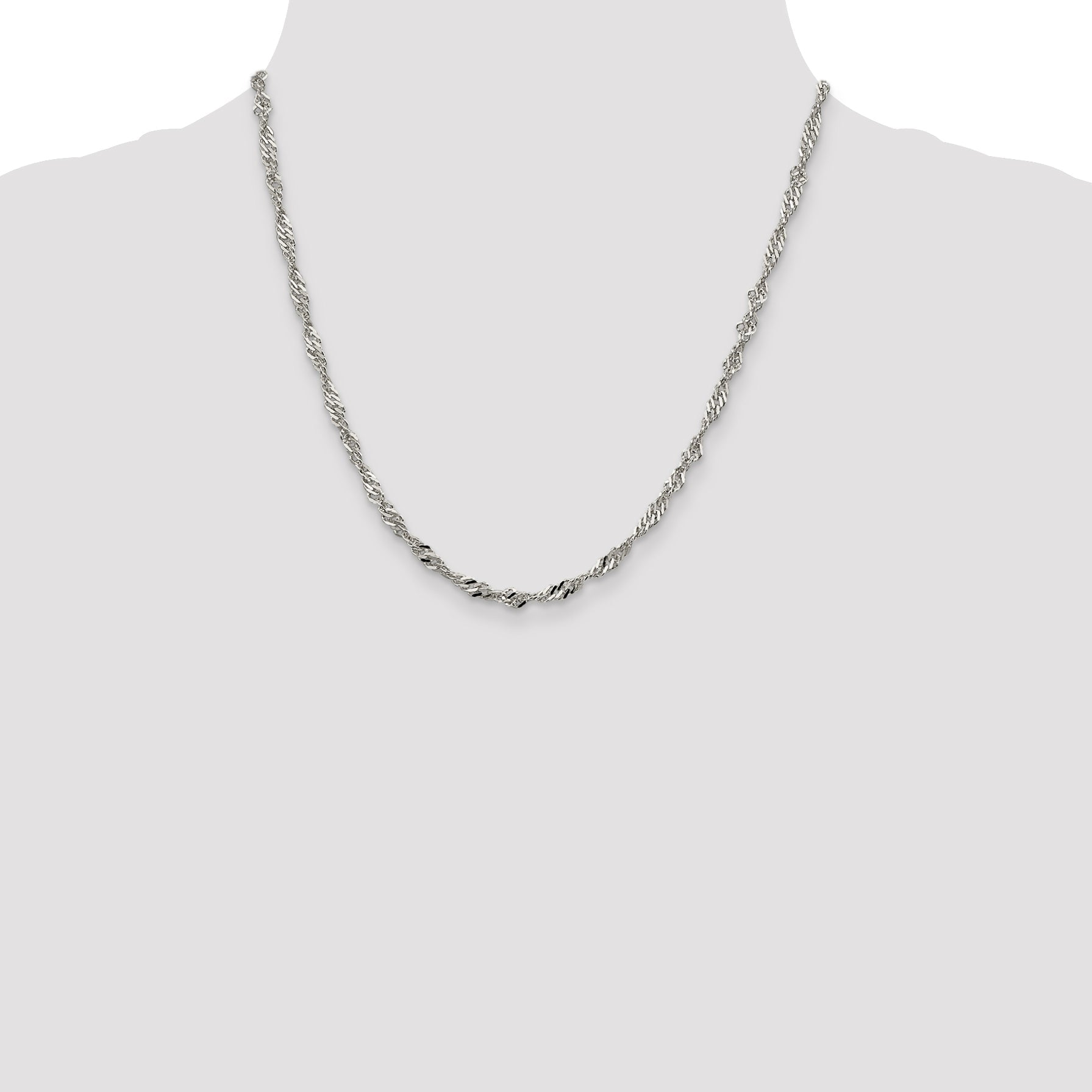 20 Inch Sterling Silver 3.5mm Singapore Chain Necklace