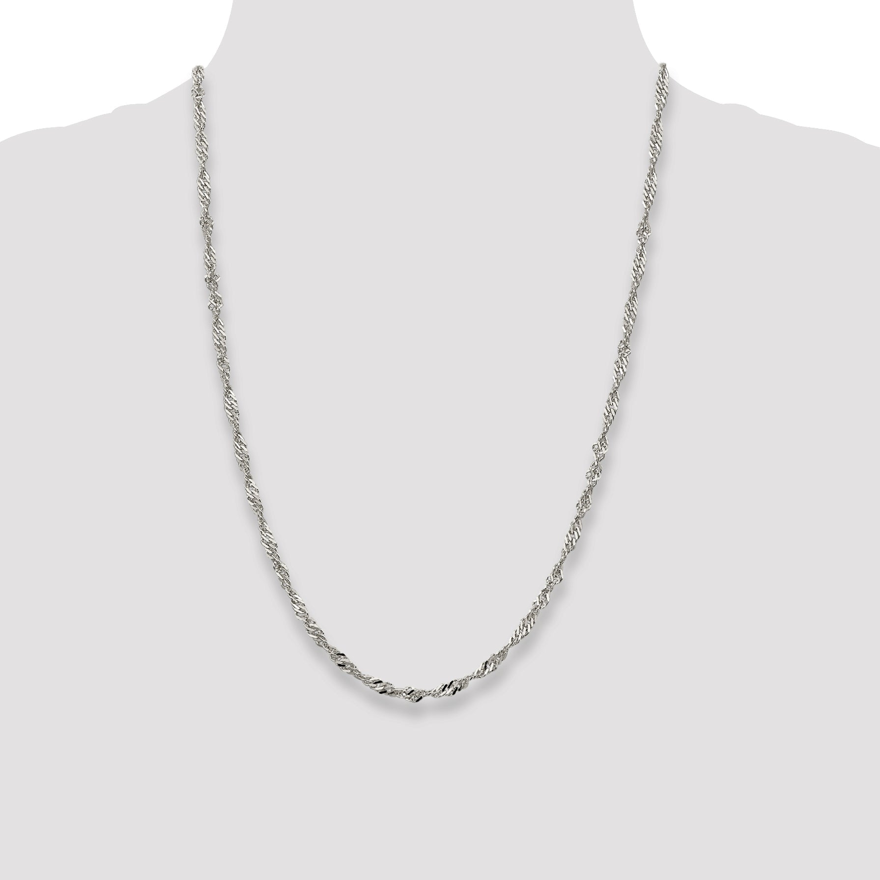24 Inch Sterling Silver 3.5mm Singapore Chain Necklace