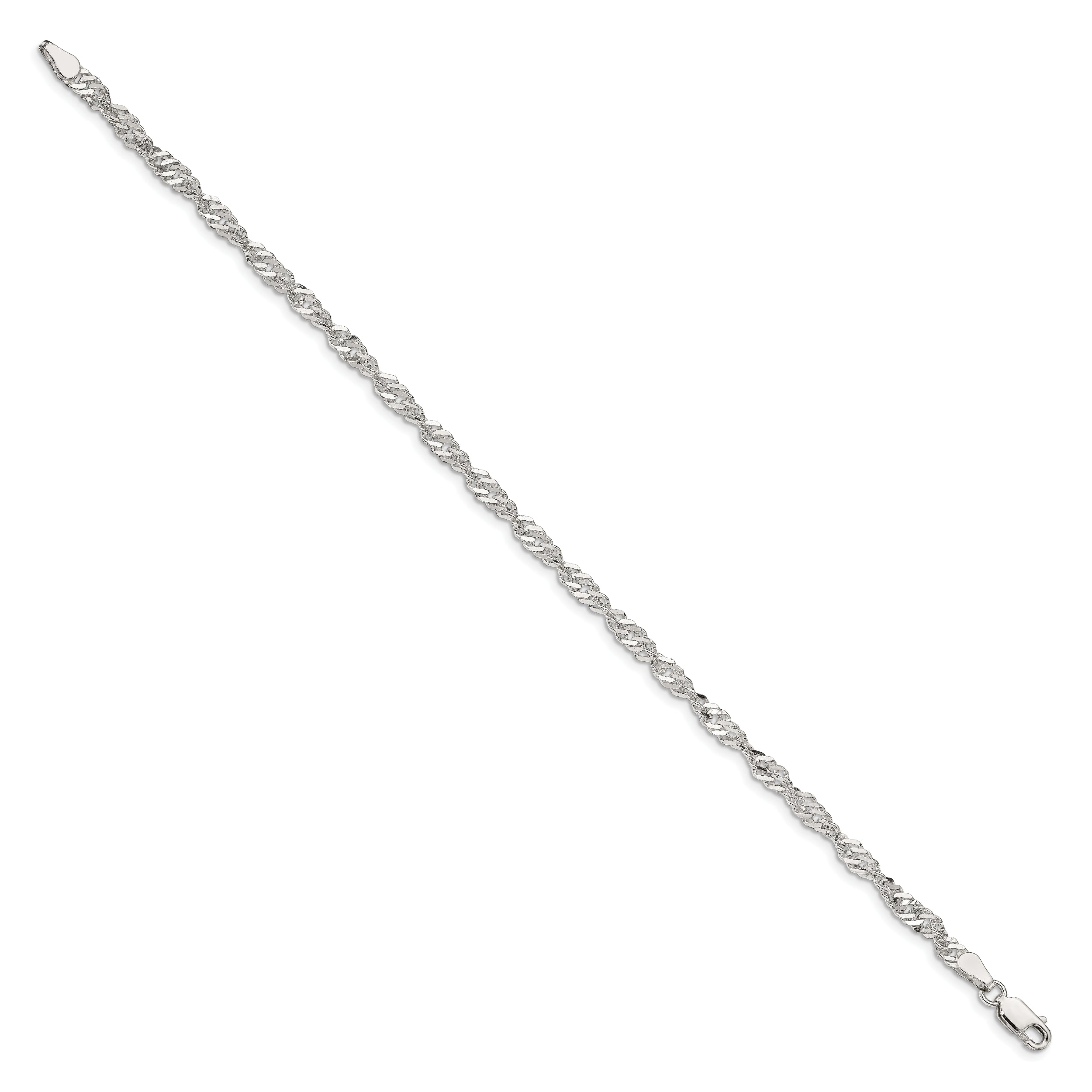7 Inch Sterling Silver 3.5mm Singapore Chain Bracelet