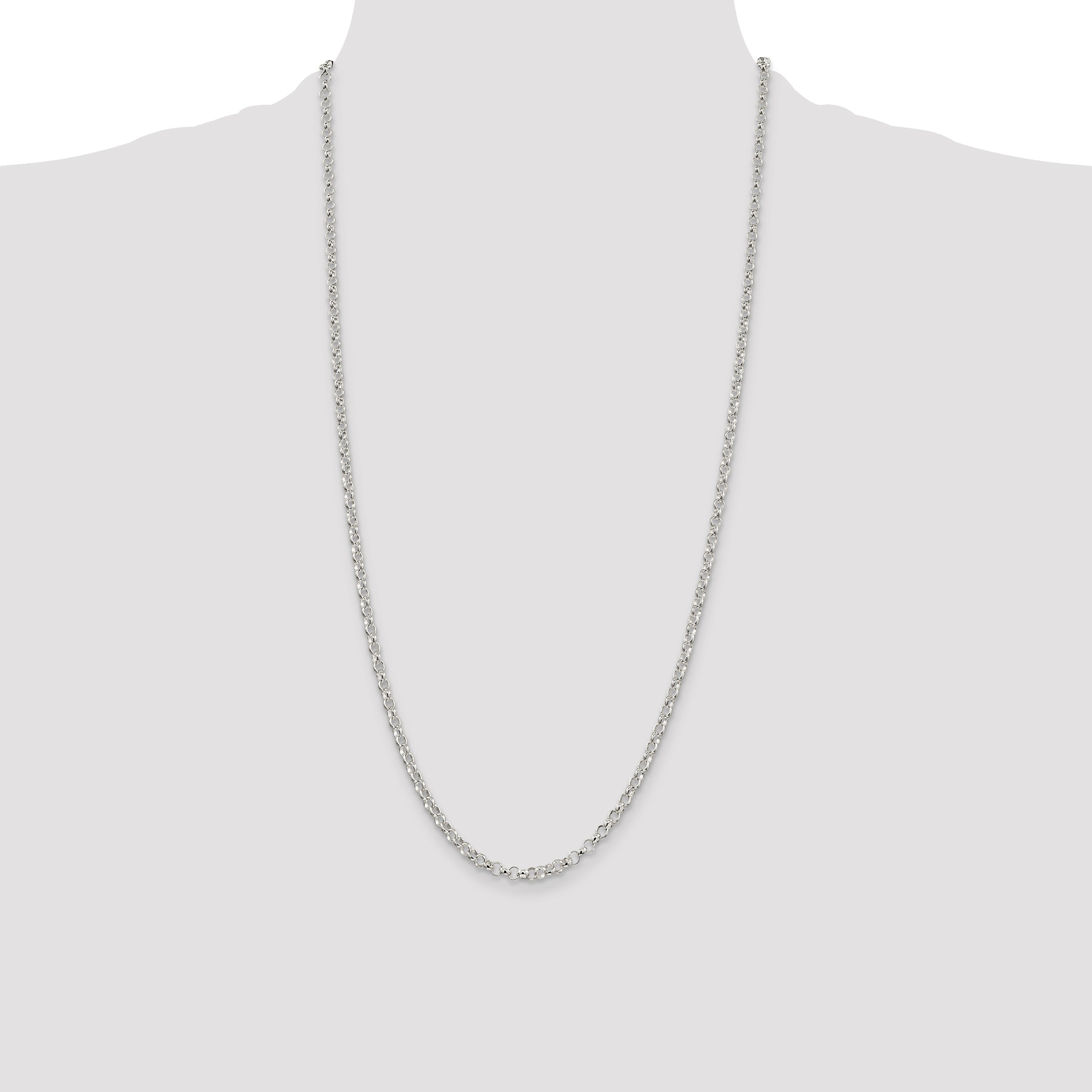 28 Inch Sterling Silver 3.5mm Rolo Chain Necklace