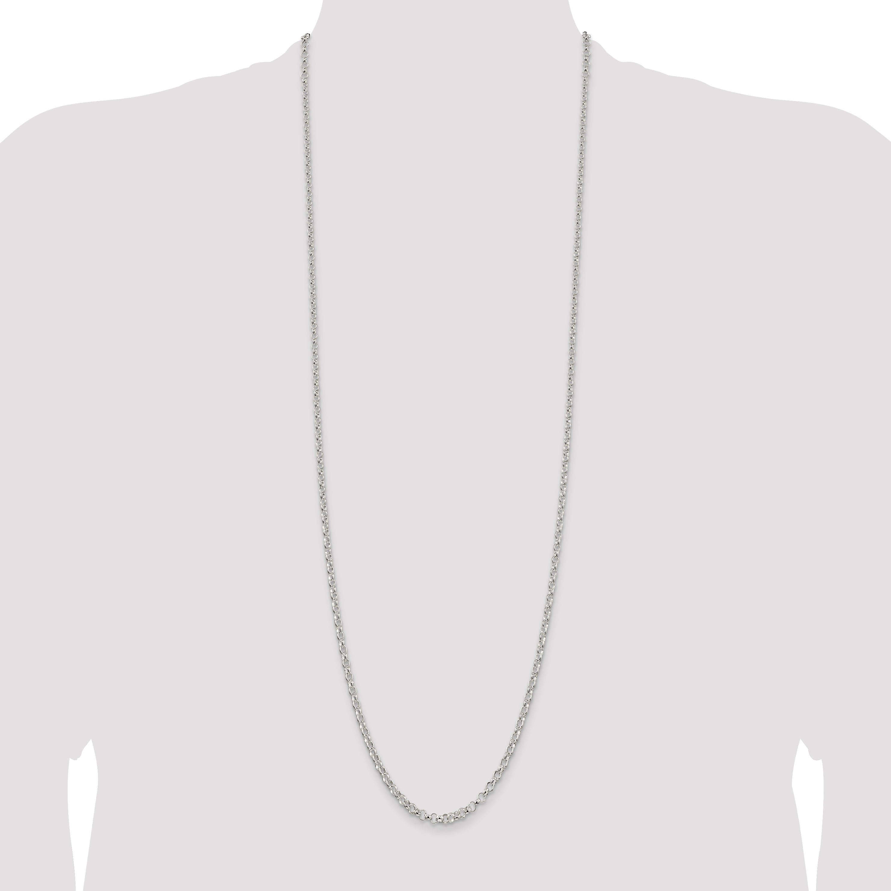 36 Inch Sterling Silver 3.5mm Rolo Chain Necklace