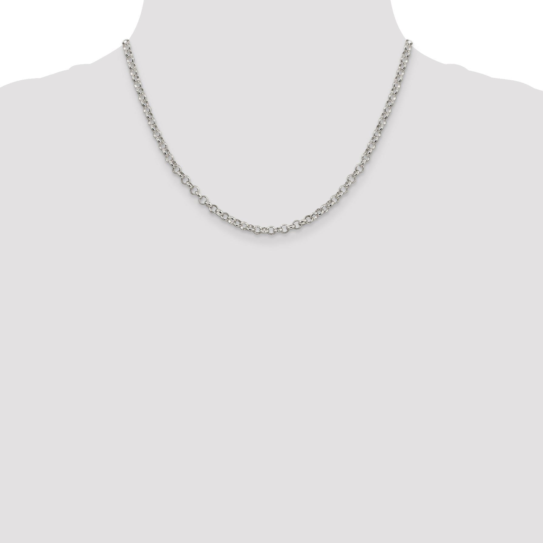 18 Inch Sterling Silver 4mm Rolo Chain Necklace