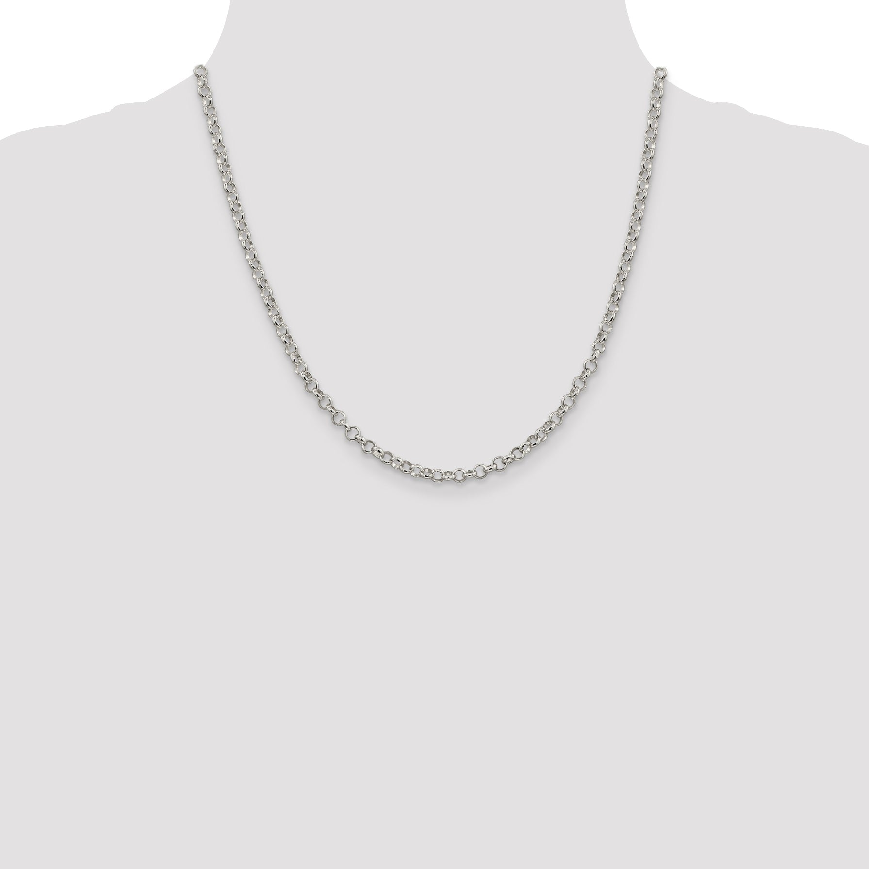 20 Inch Sterling Silver 4mm Rolo Chain Necklace