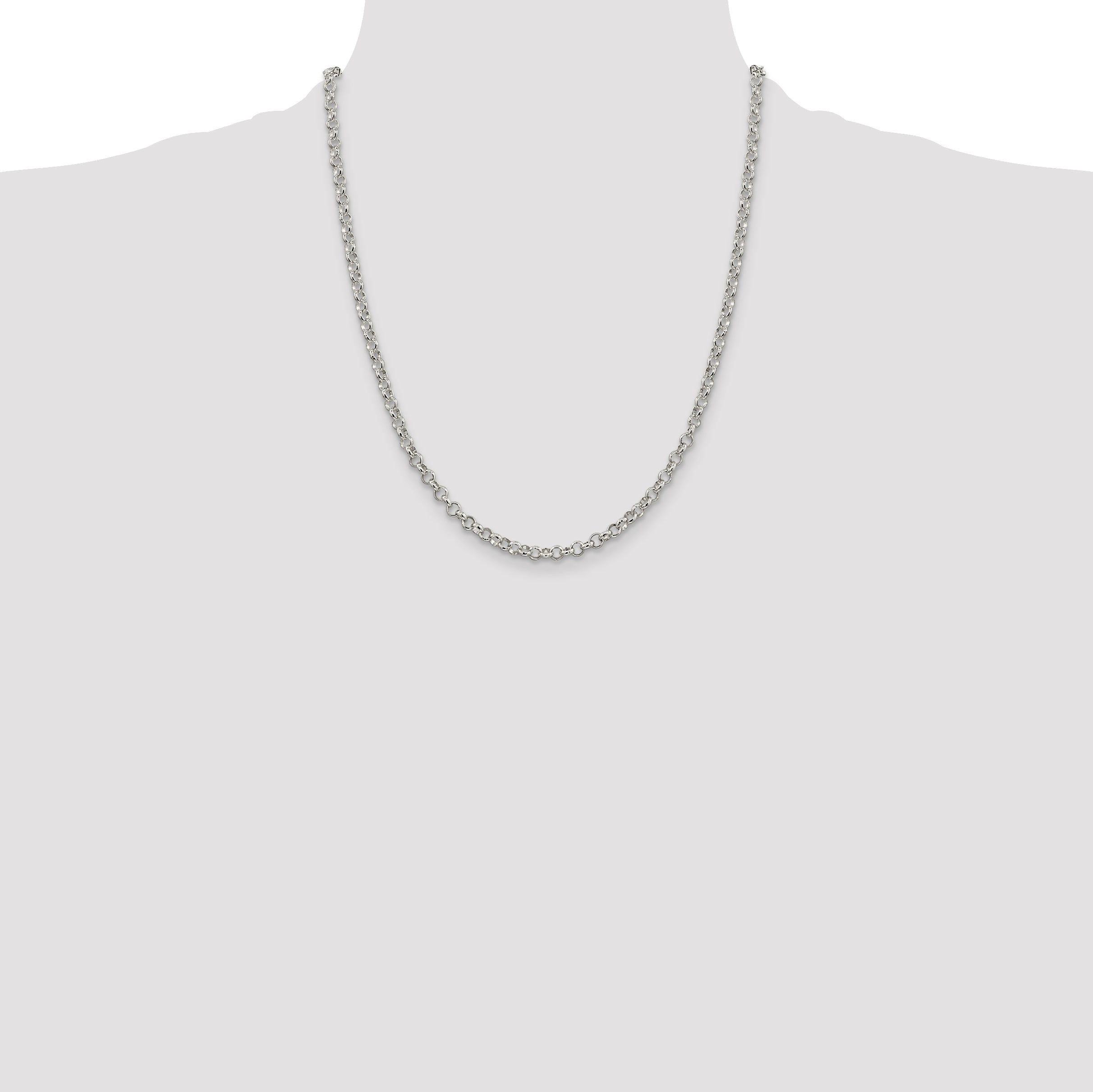 22 Inch Sterling Silver 4mm Rolo Chain Necklace