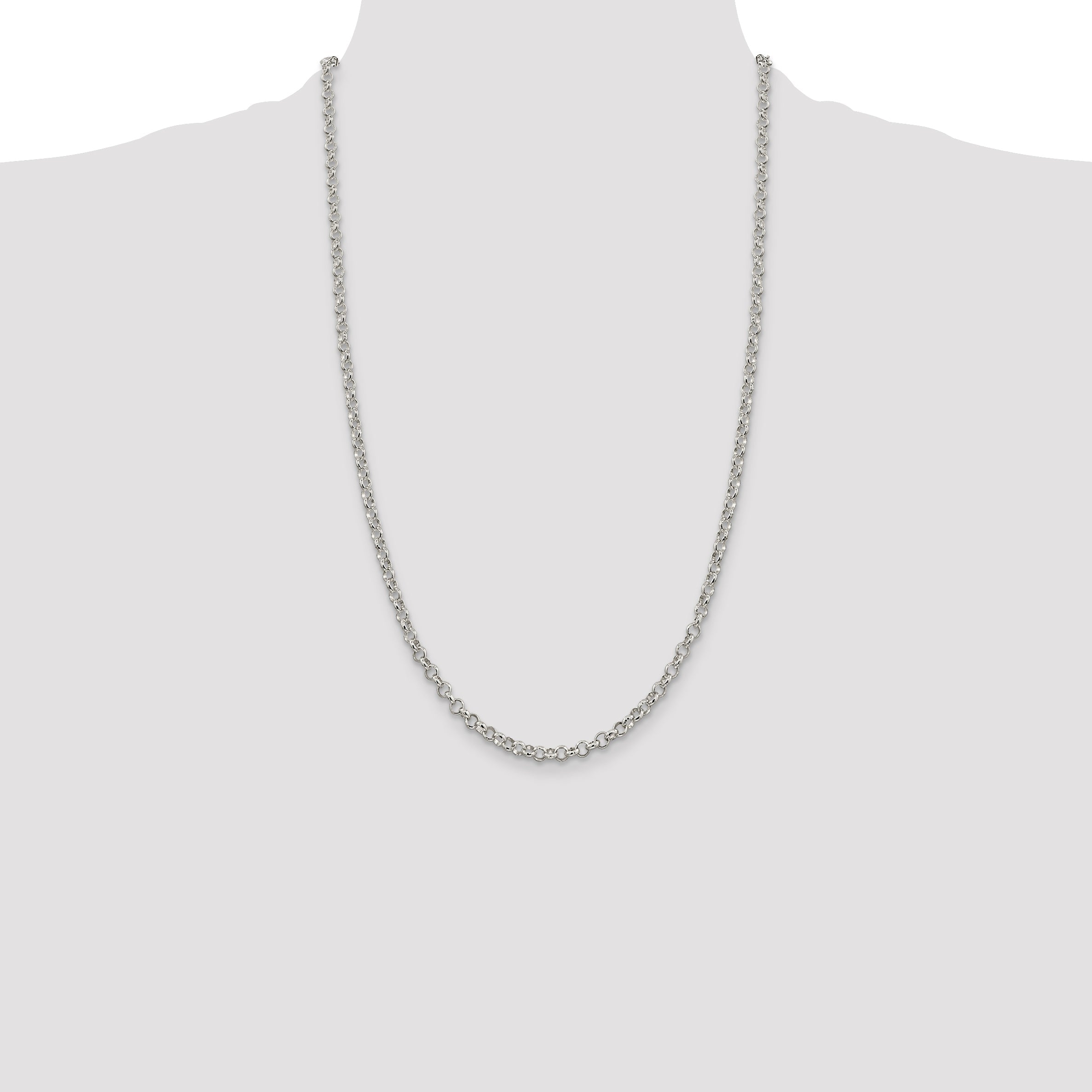26 Inch Sterling Silver 4mm Rolo Chain Necklace