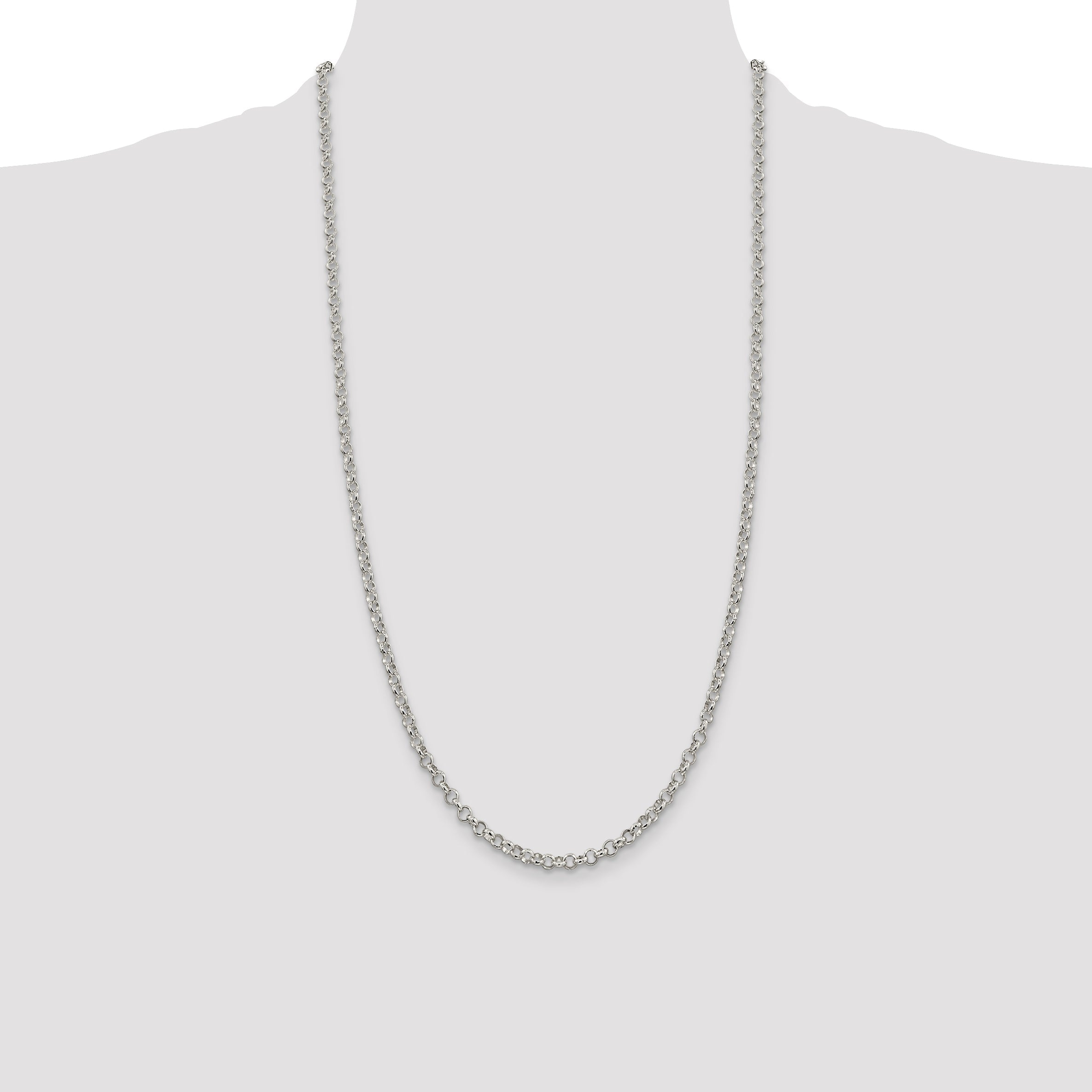 28 Inch Sterling Silver 4mm Rolo Chain Necklace