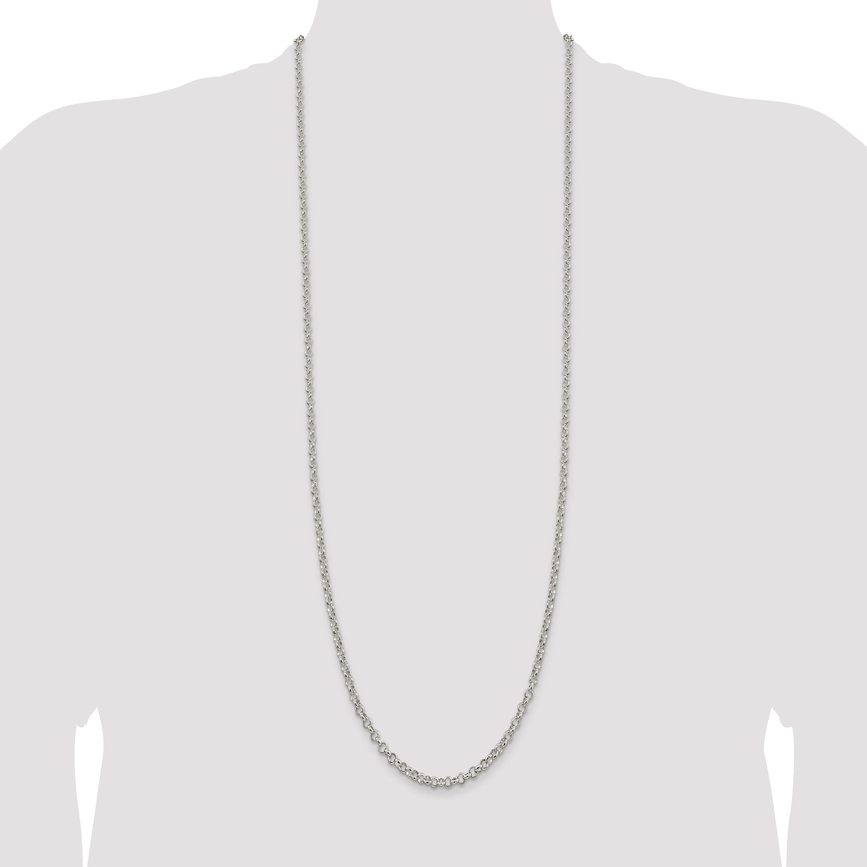 36 Inch Sterling Silver 4mm Rolo Chain Necklace