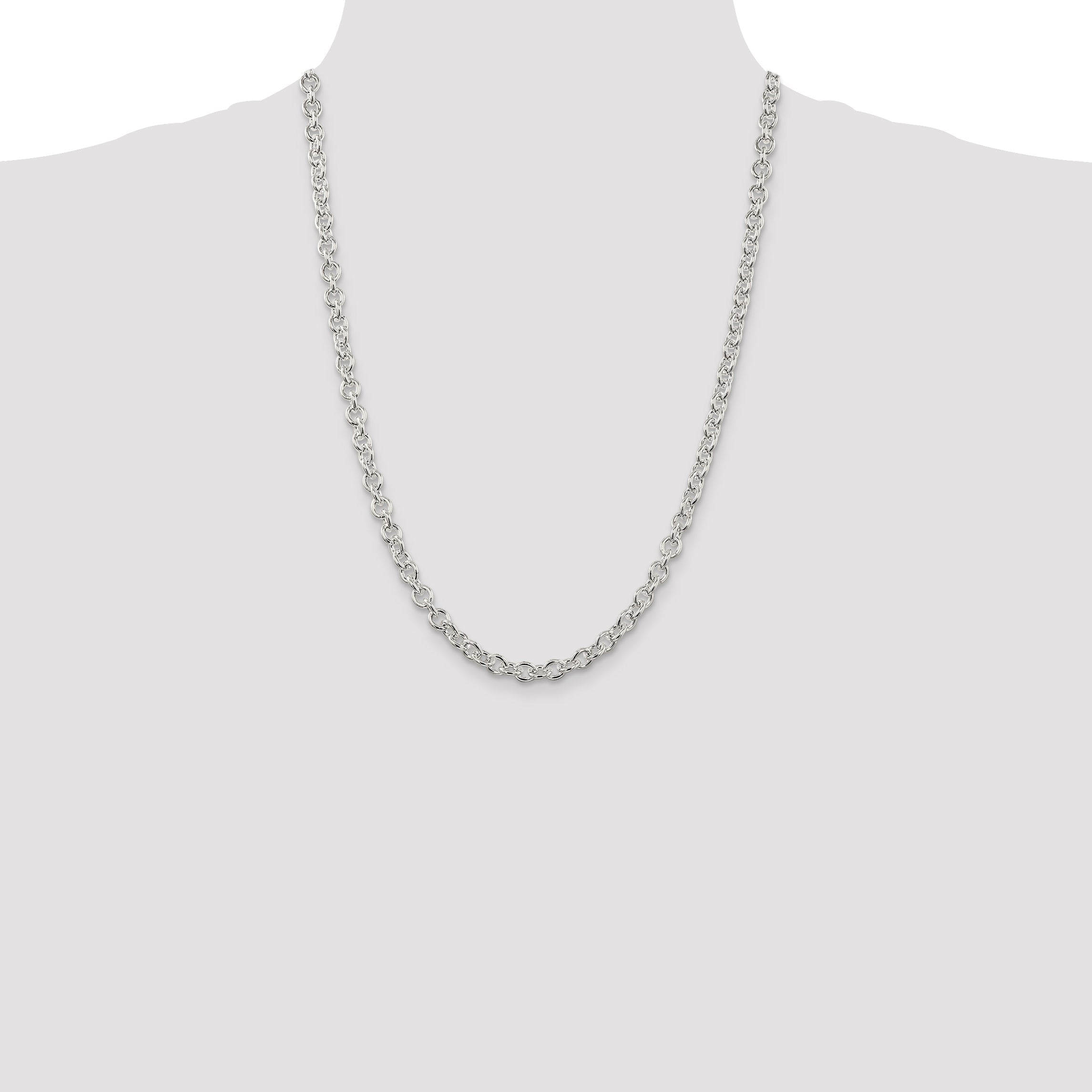24 Inch Sterling Silver 6.1mm Cable Chain Necklace