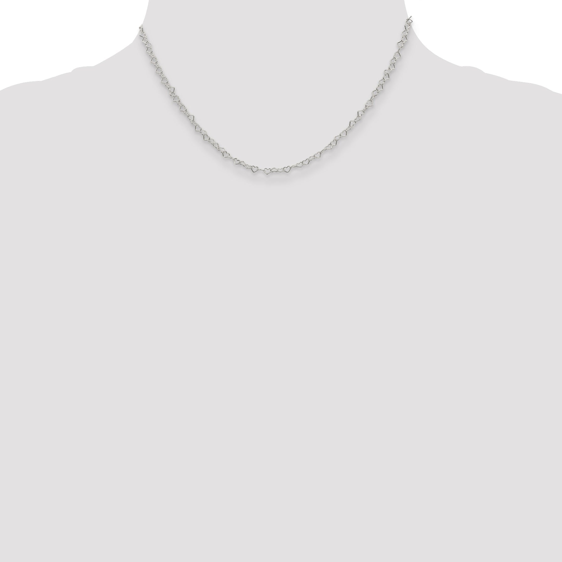 16 Inch Sterling Silver 3.5mm Fancy Heart Link Chain Necklace