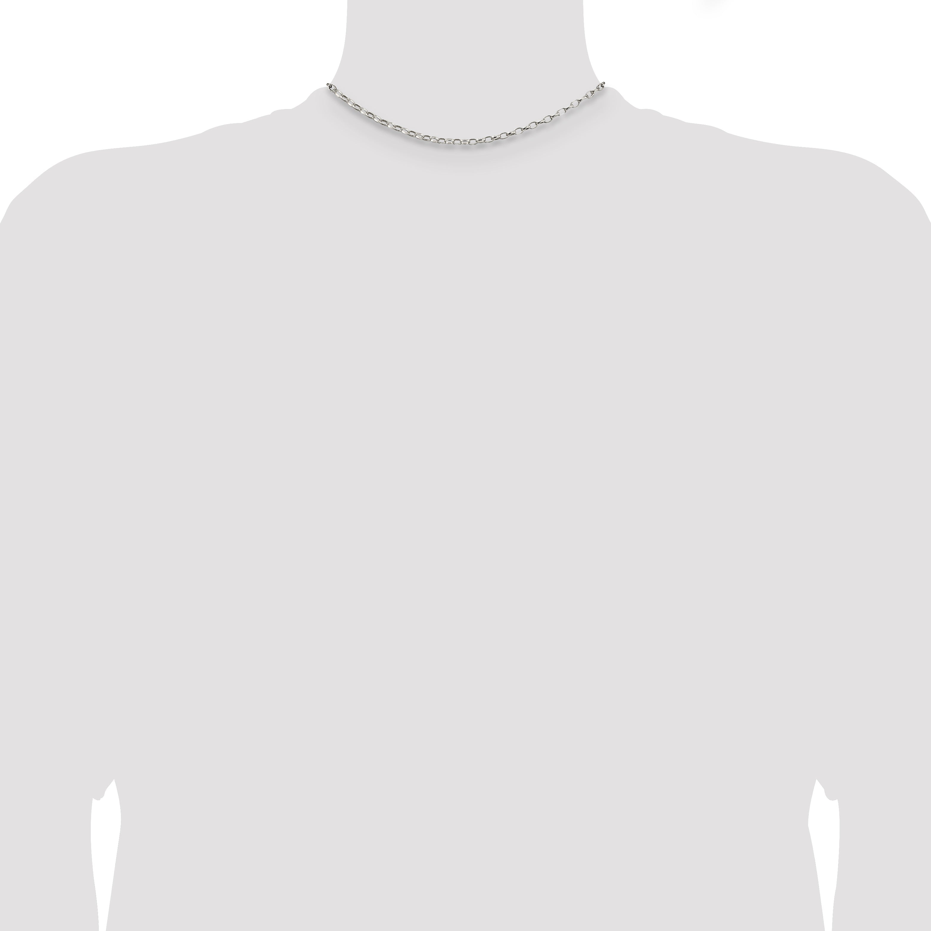 14 Inch Sterling Silver 2.5mm Oval Fancy Rolo Chain Necklace