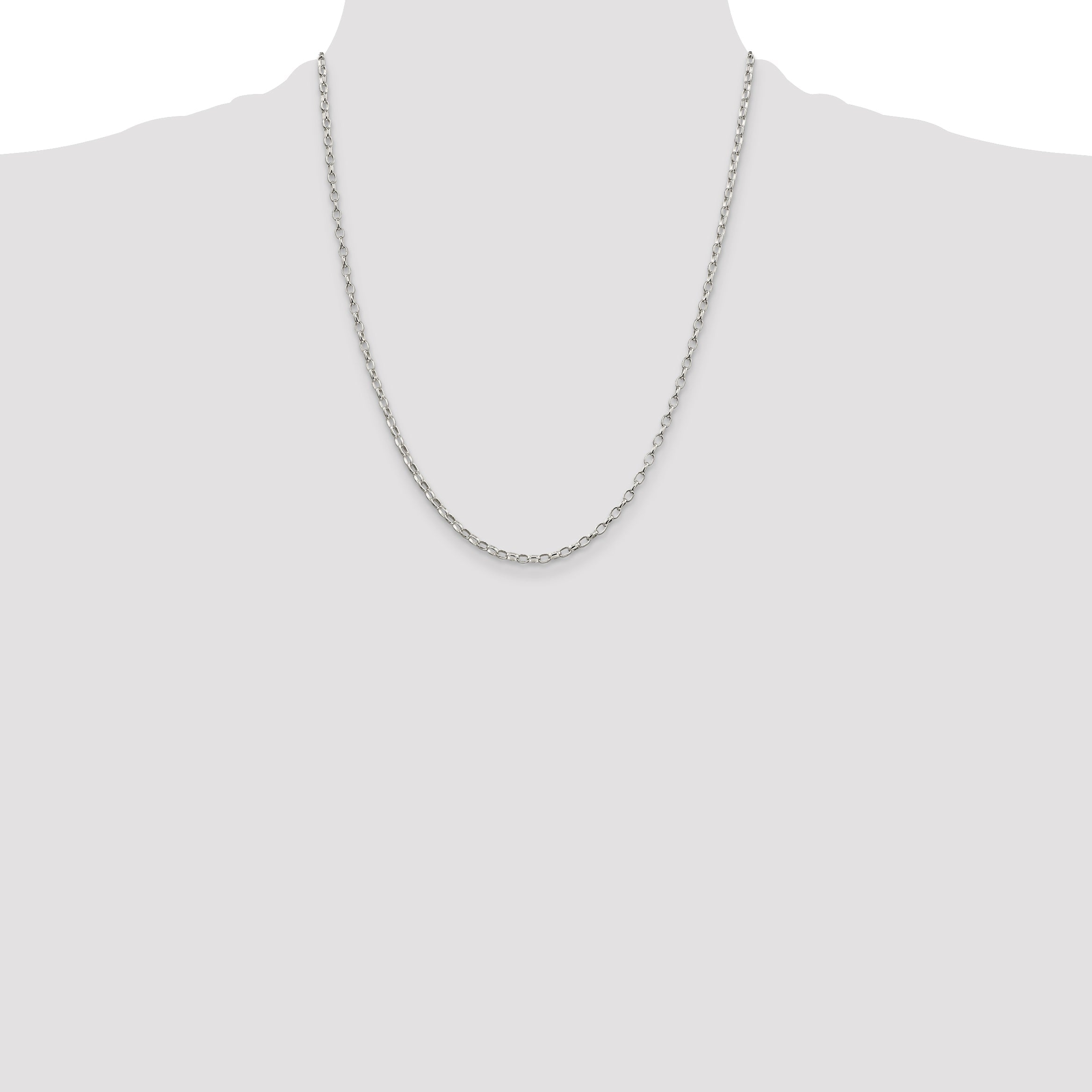 22 Inch Sterling Silver 2.5mm Oval Fancy Rolo Chain Necklace