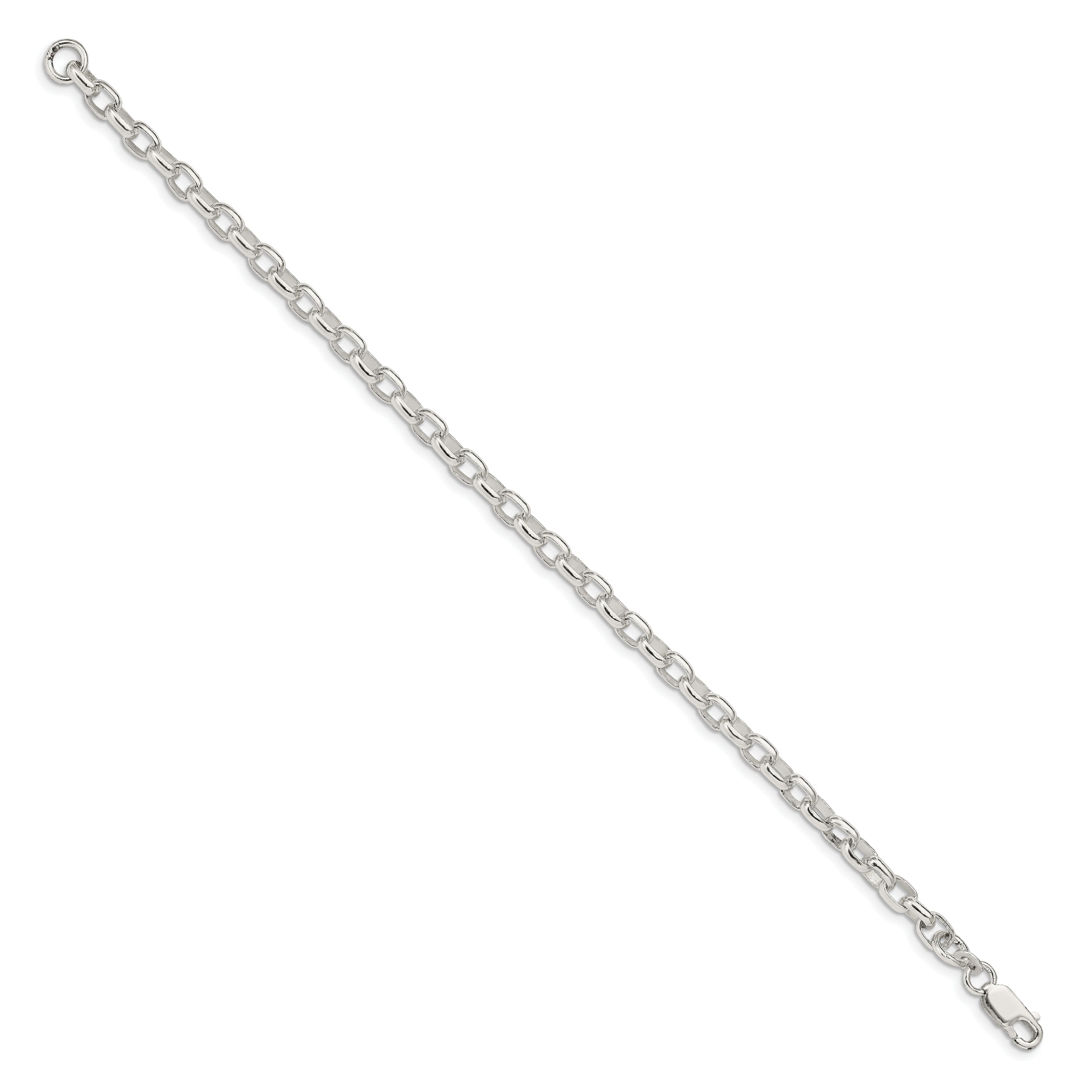 7 Inch Sterling Silver 4.4mm Oval Fancy Rolo Chain Bracelet