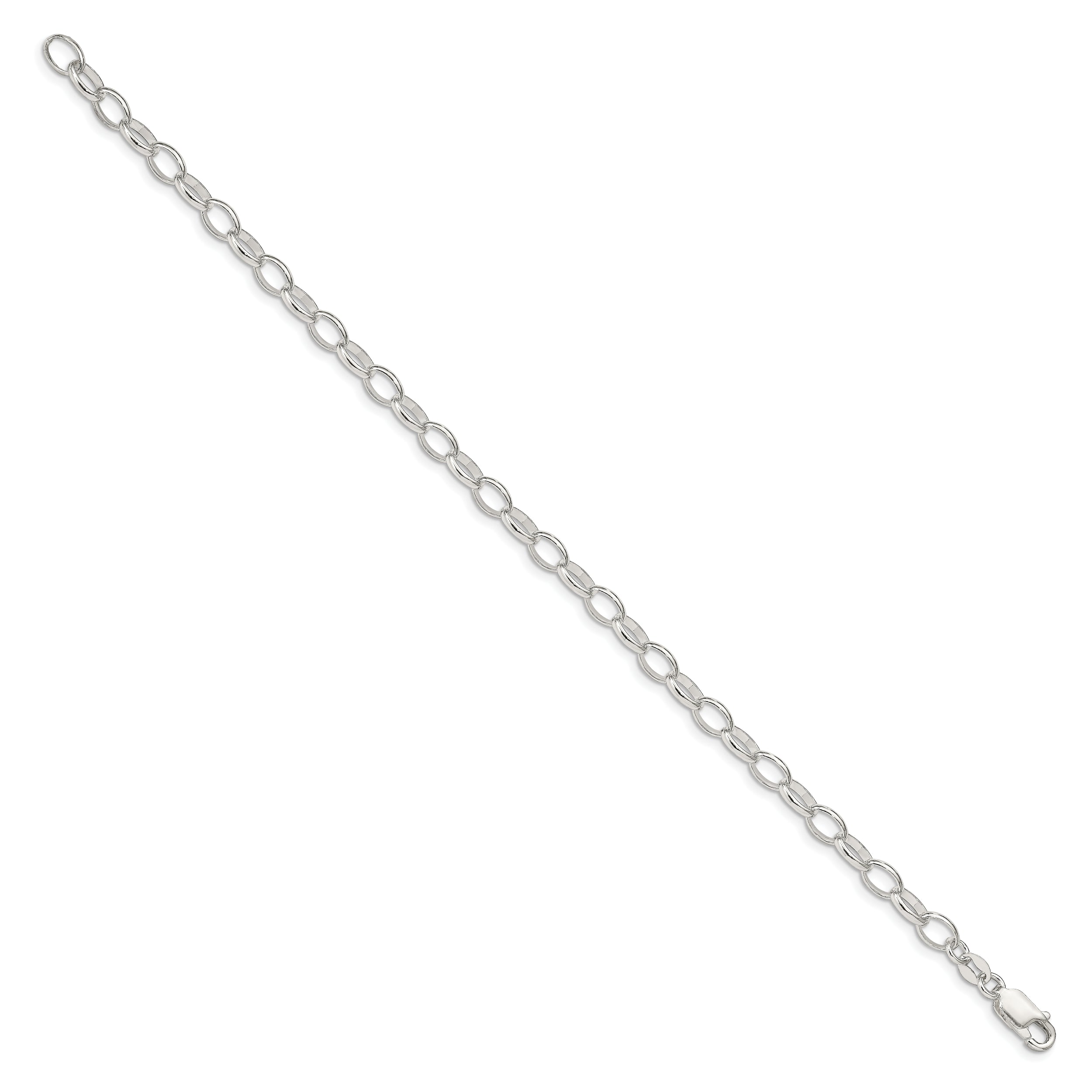 8 Inch Sterling Silver 5mm Fancy Rolo Chain Bracelet
