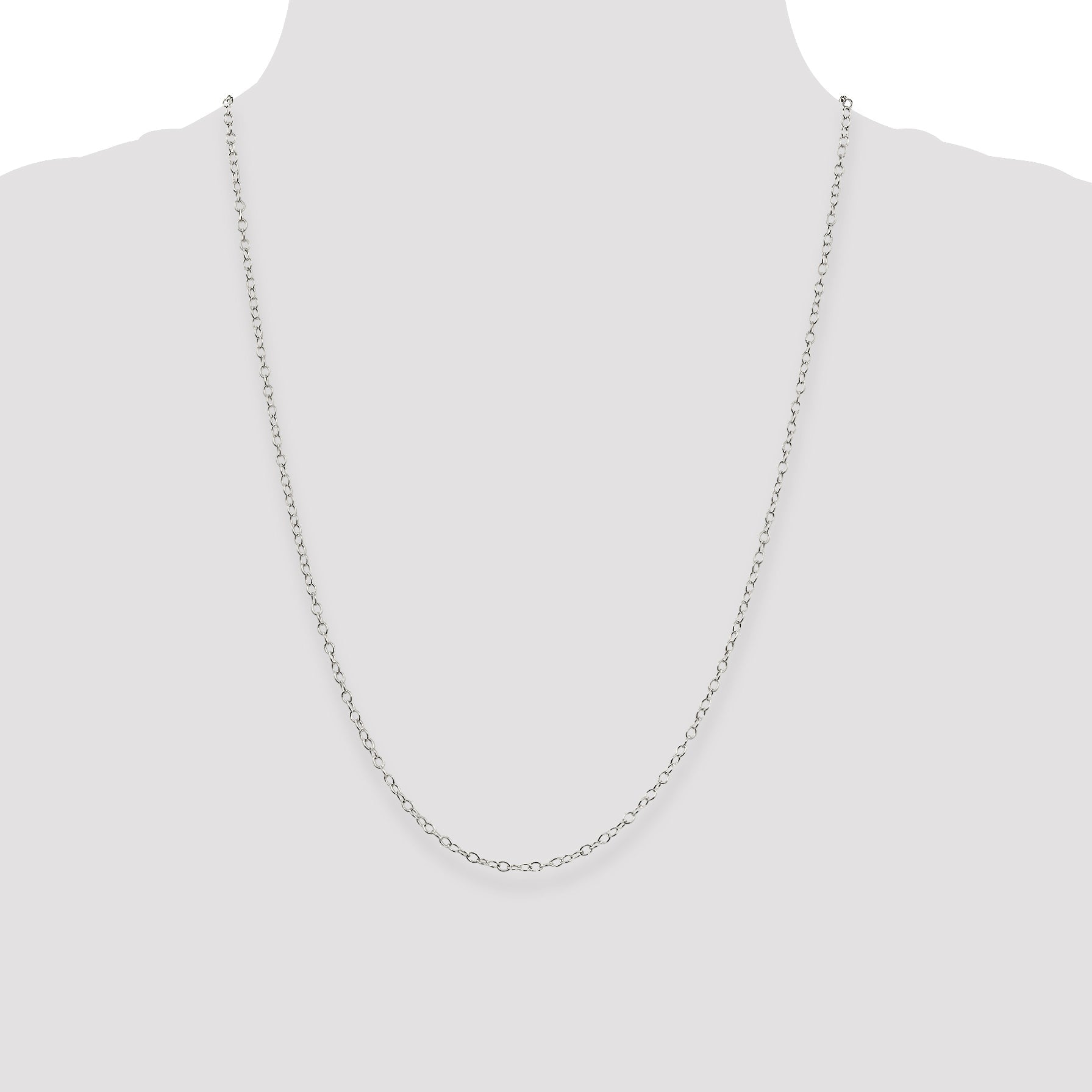 24 Inch Sterling Silver 2.25mm Oval Cable Chain Necklace