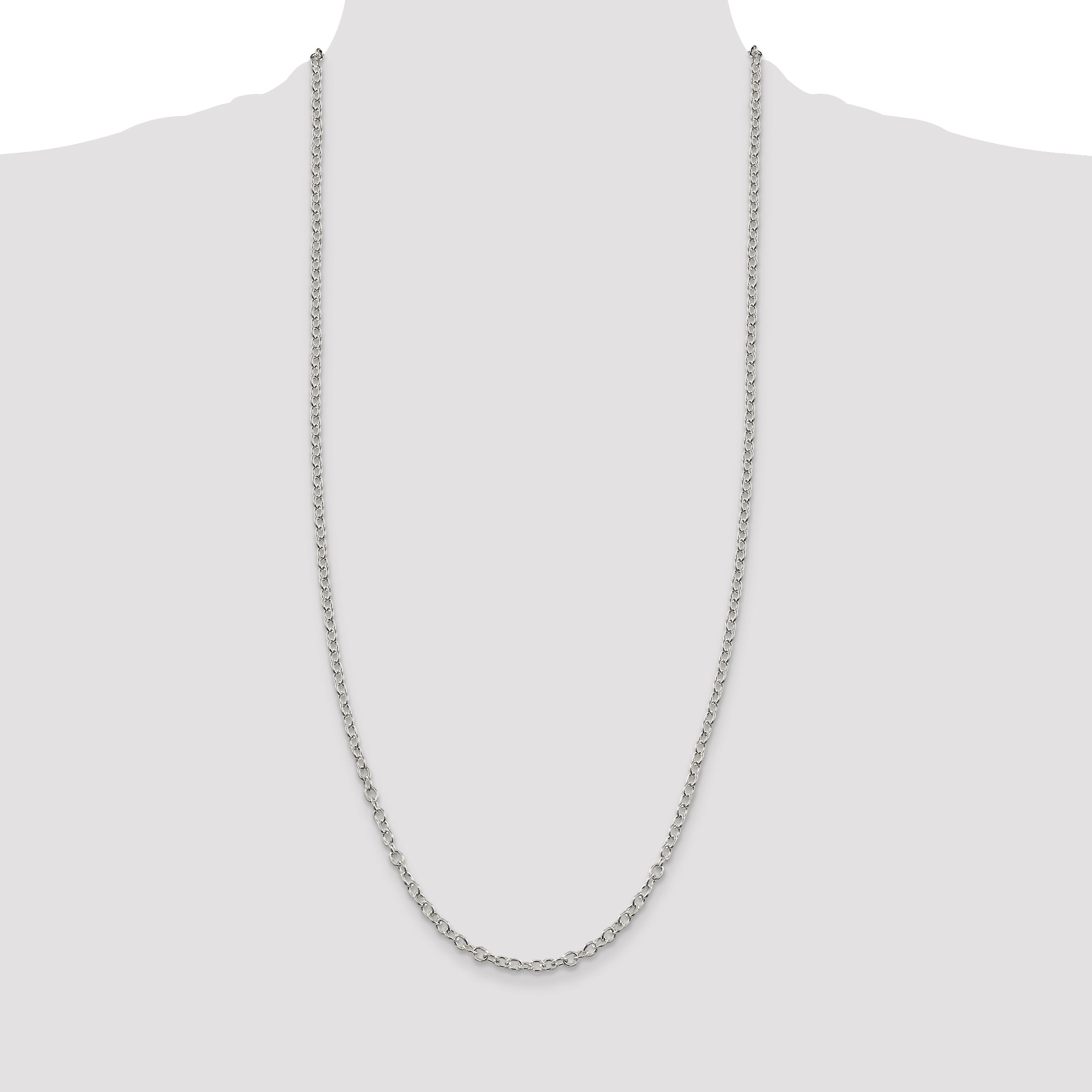 30 Inch Sterling Silver 3.75mm Oval Cable Chain Necklace