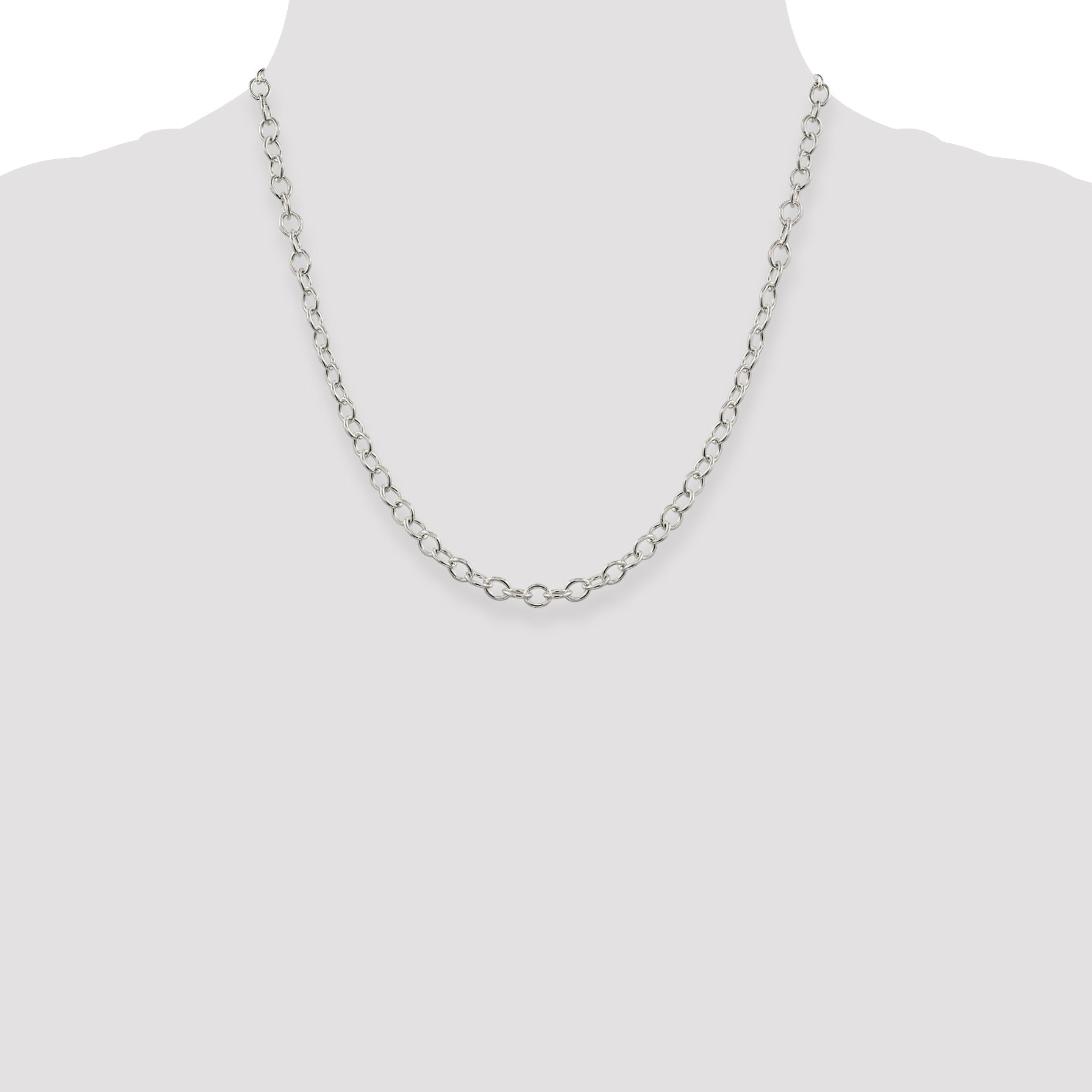 20 Inch Sterling Silver 5.3mm Oval Cable Chain Necklace