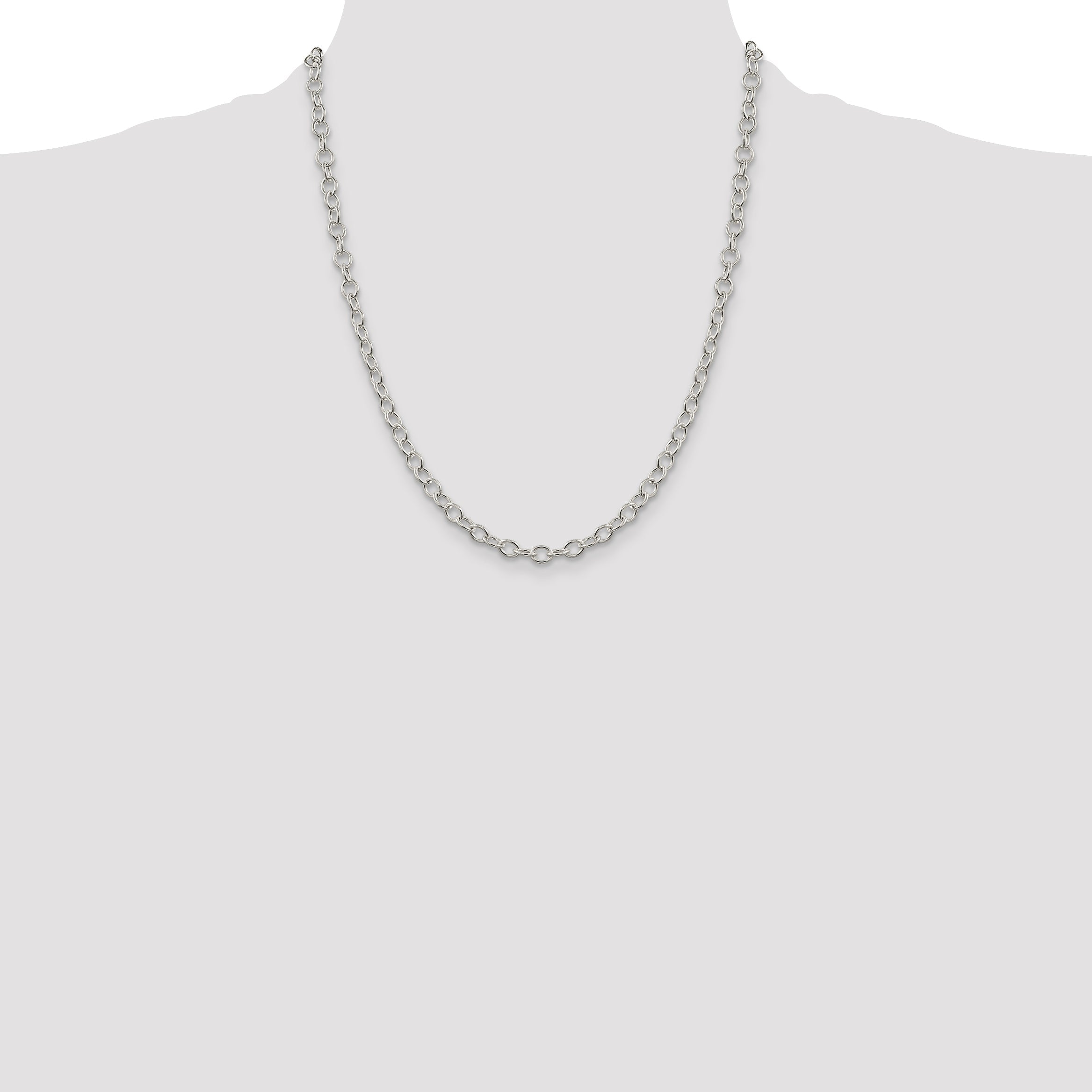 22 Inch Sterling Silver 5.3mm Oval Cable Chain Necklace