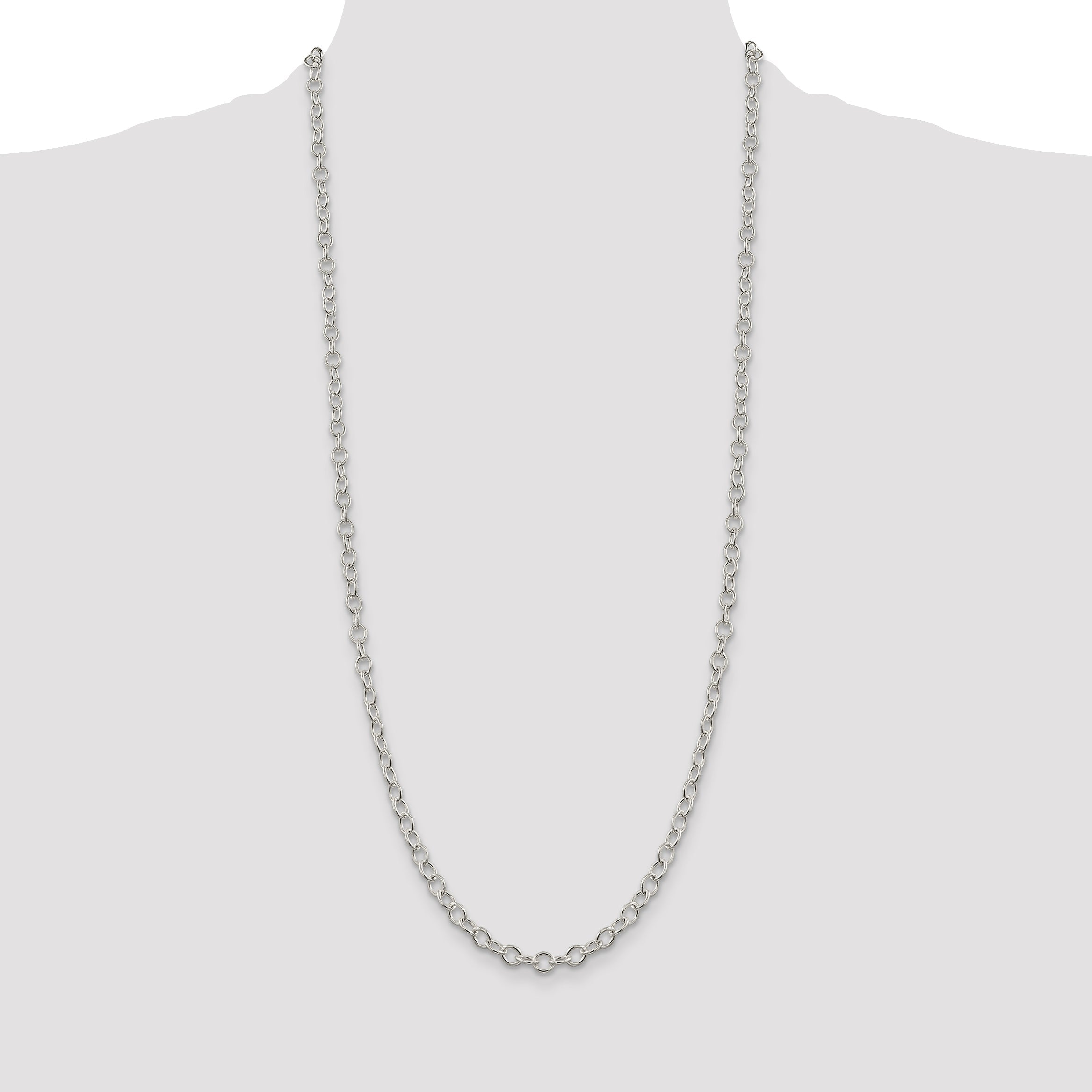 30 Inch Sterling Silver 5.3mm Oval Cable Chain Necklace