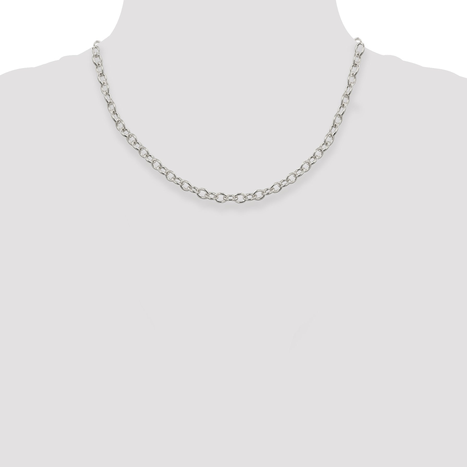 18 Inch Sterling Silver 5.75mm Oval Cable Chain Necklace