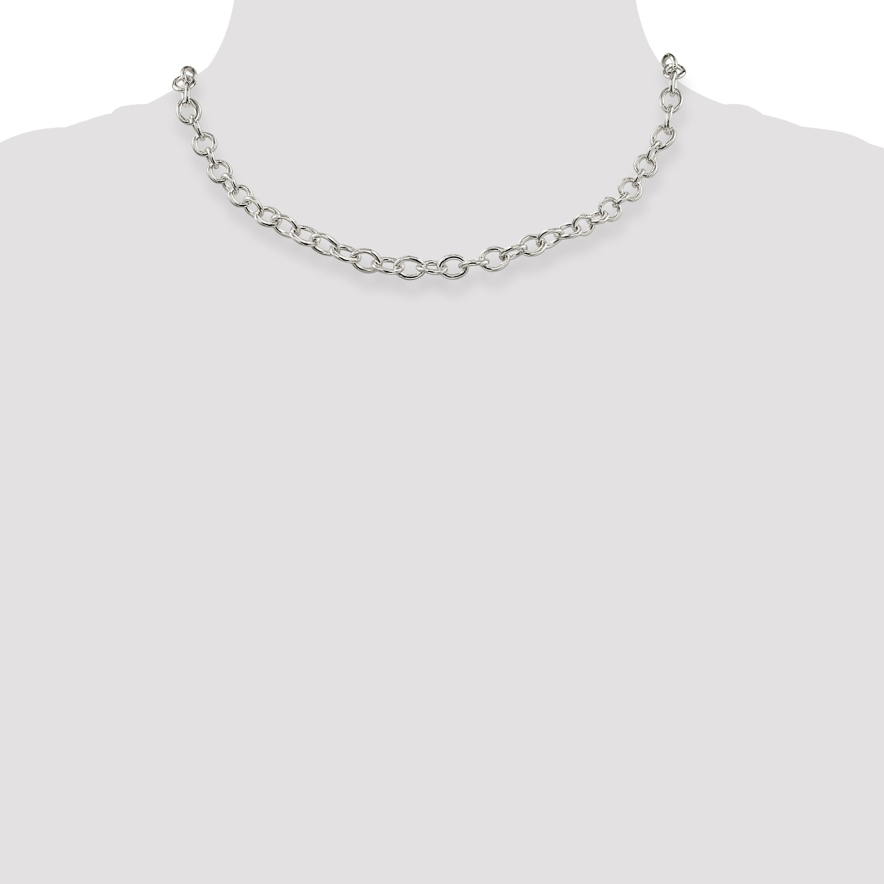 16 Inch Sterling Silver 6.8mm Oval Cable Chain Necklace