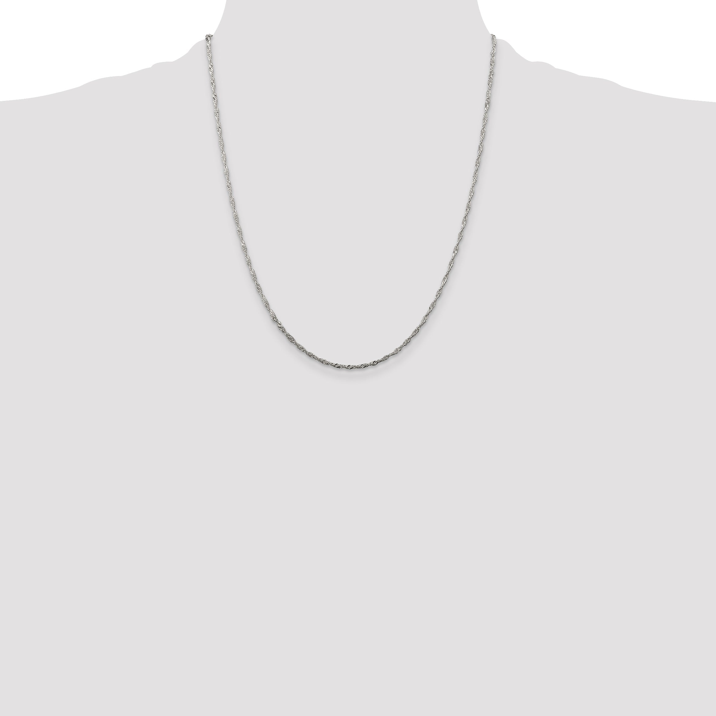 22 Inch Sterling Silver 1.75mm Singapore Chain Necklace